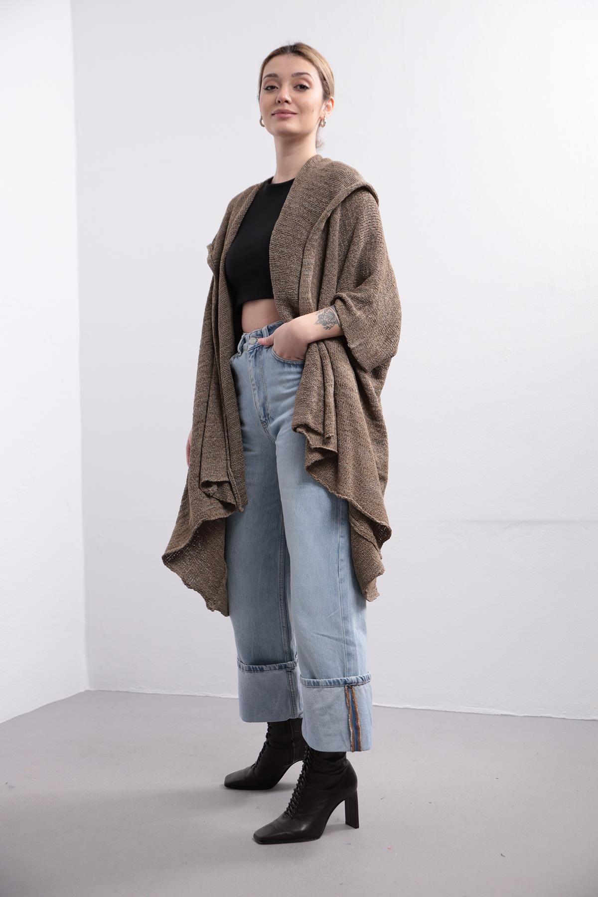 Saman Butik | Shop Online Mink Shawl Collar Mercerized Cardigan