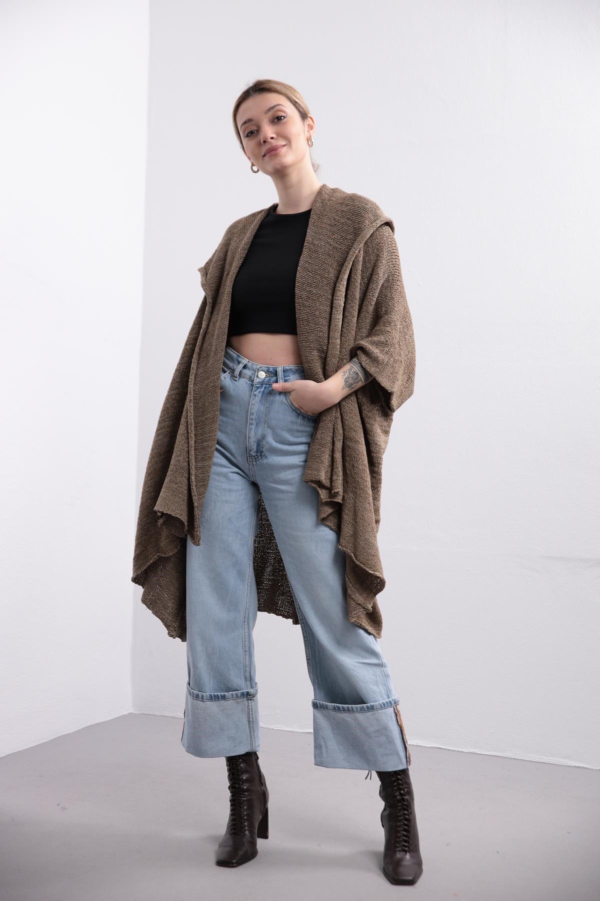Saman Butik | Shop Online Mink Shawl Collar Mercerized Cardigan