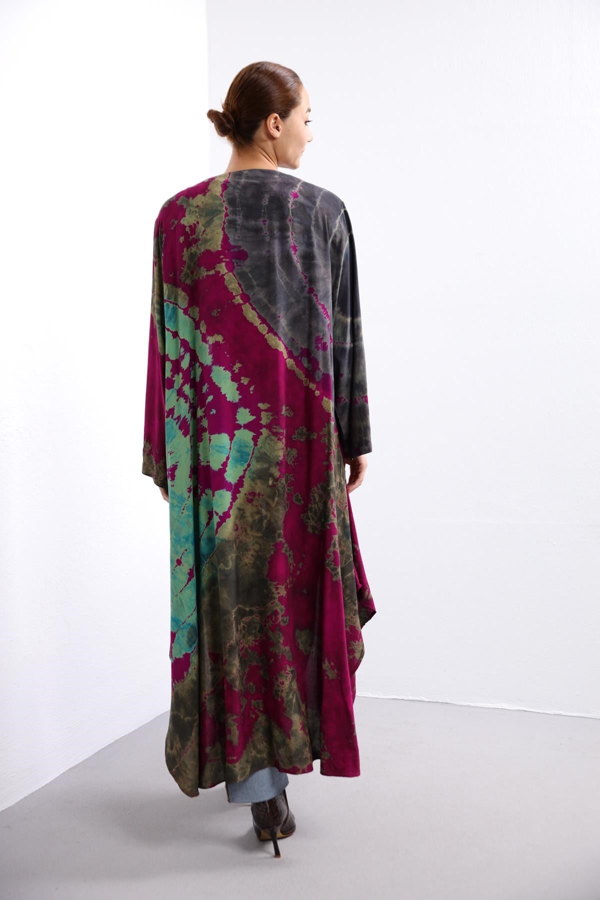 Bordo Batik Desenli Cep Detay Kaftan - Şaman Butik Bordo Batik Desenli Cep Detay Kaftan 
