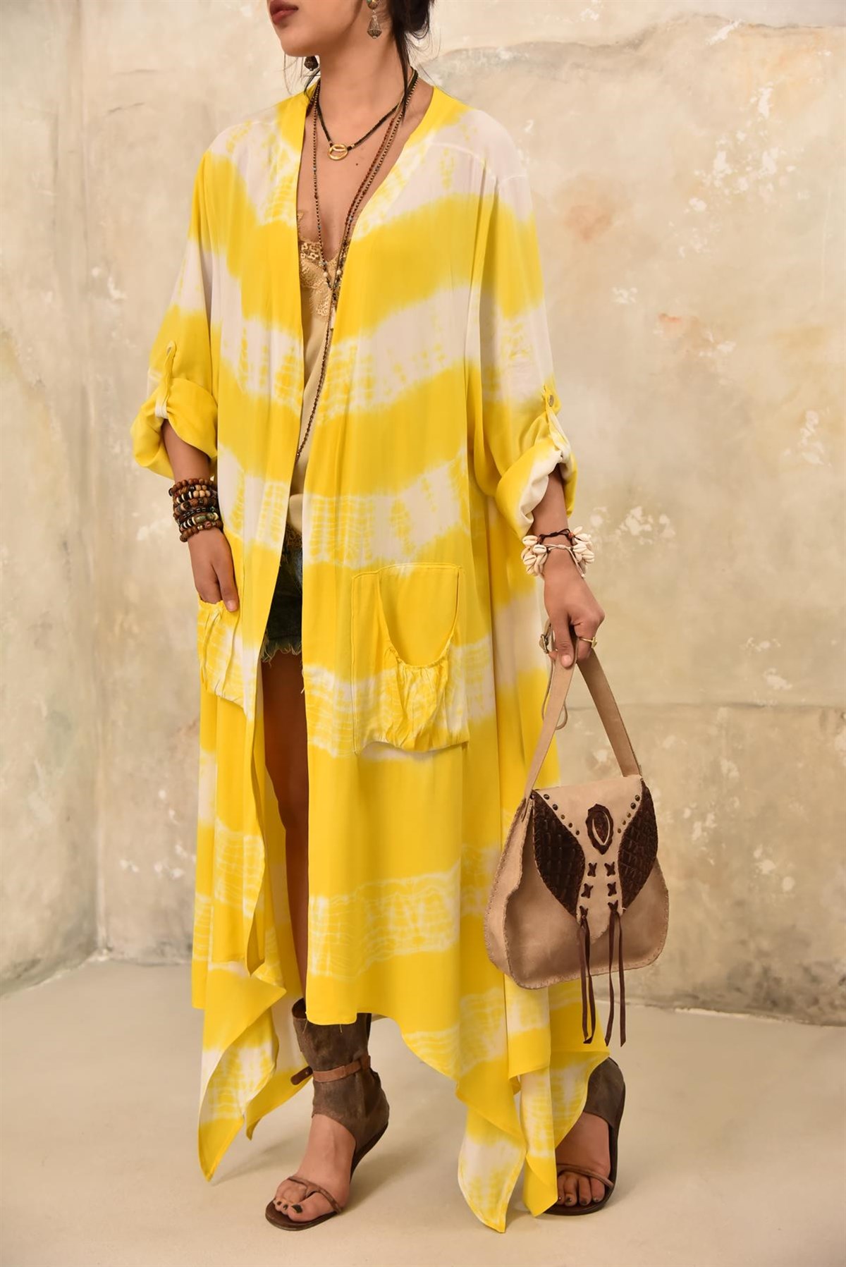  Sarı Batikli Kaftan