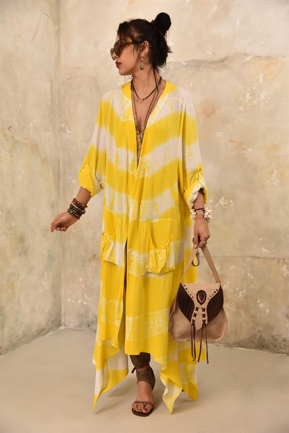  Sarı Batikli Kaftan