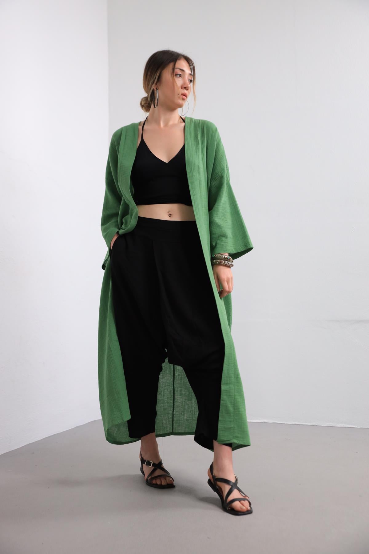  Yeşil Kuşaklı Uzun Kaftan