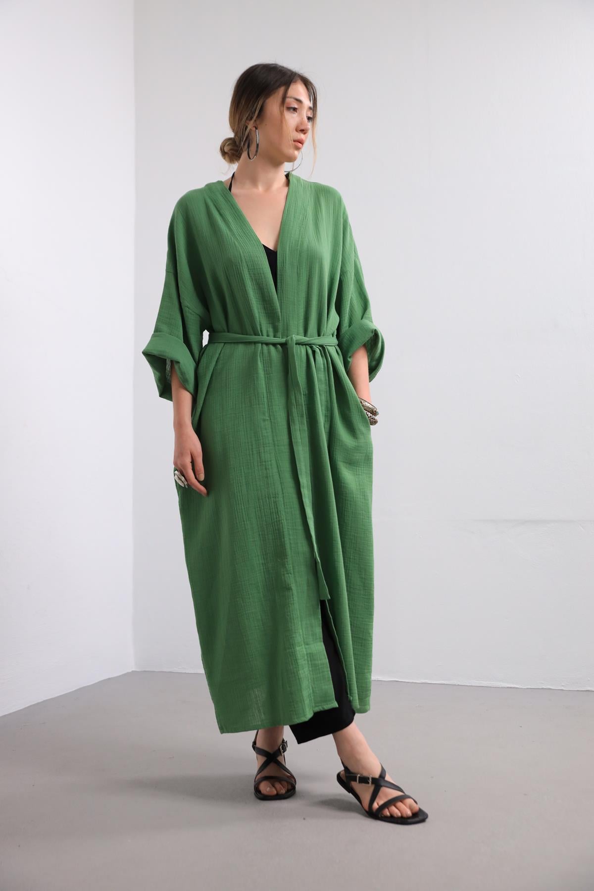  Yeşil Kuşaklı Uzun Kaftan