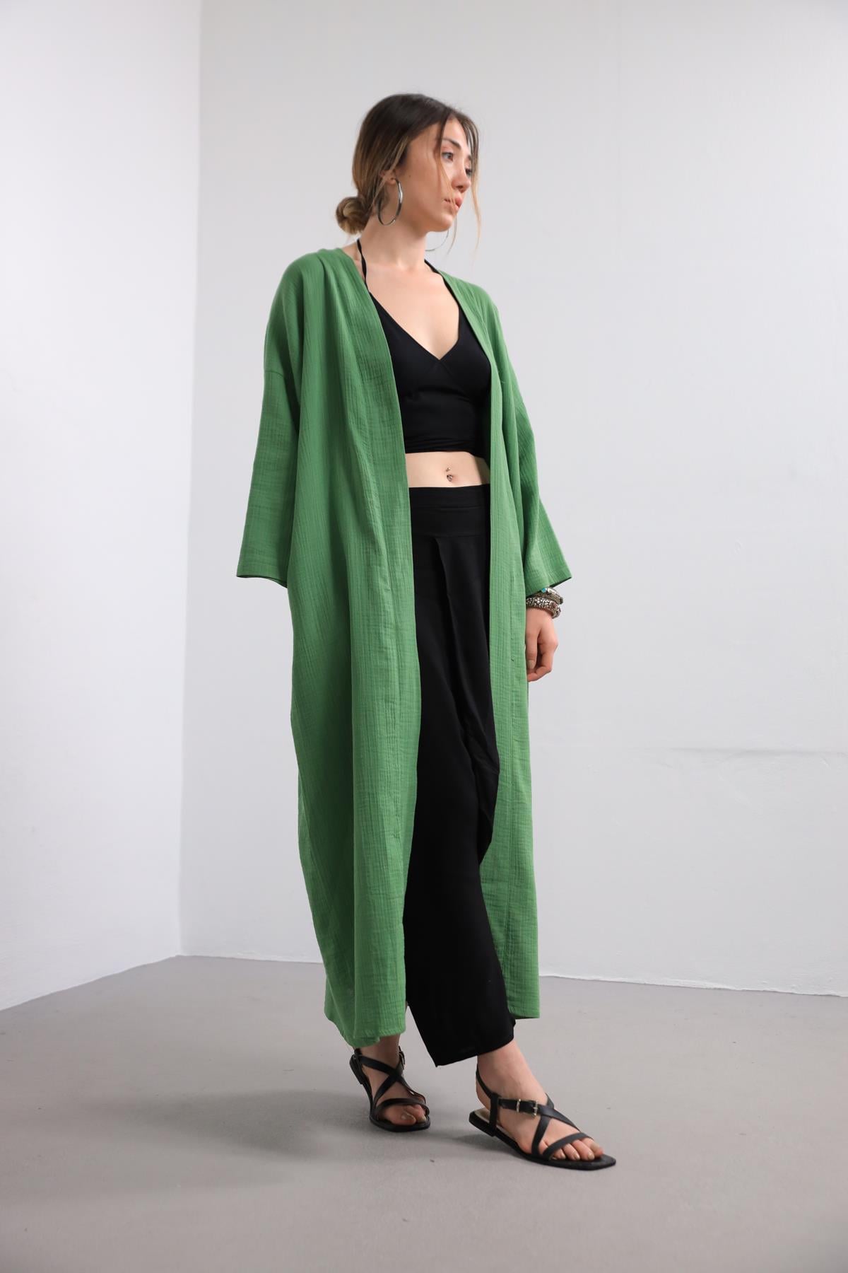  Yeşil Kuşaklı Uzun Kaftan