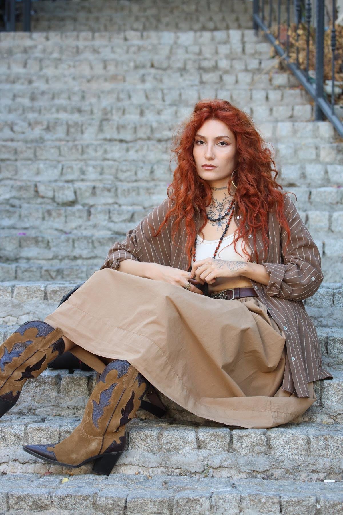 Brown Striped Linen Shirt