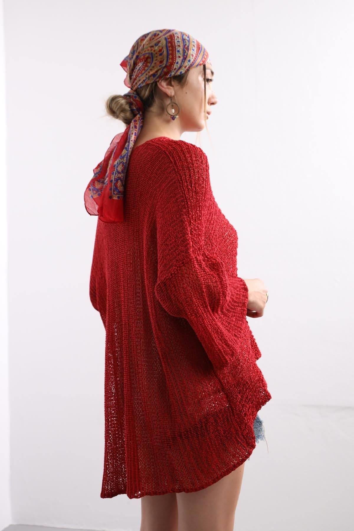 Red Lightweight Knitted Blouse