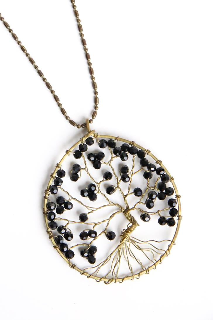  Büyük Hayat Ağacı Tasarım Doğal Taşlı Kolye