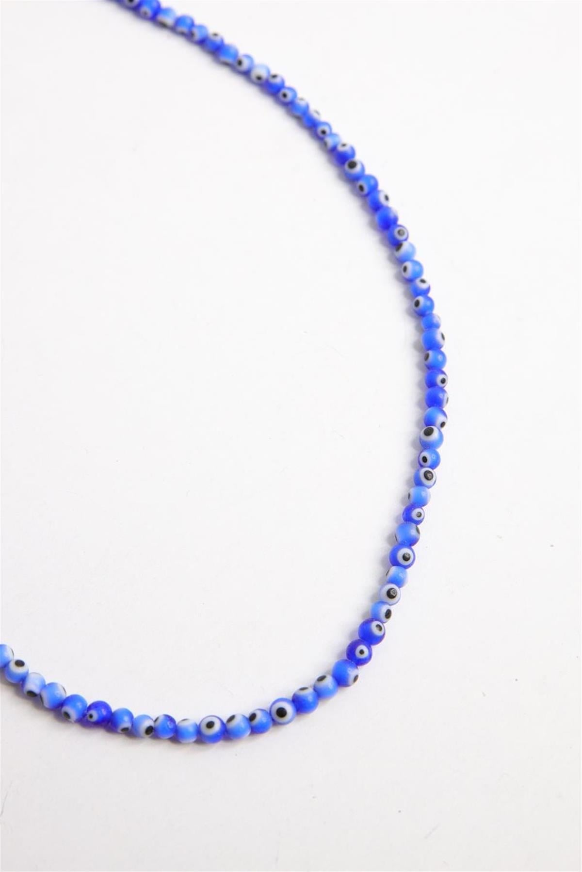 Evil Eye Design Navy Blue Beads Necklace - Saman Butik | Shop Online Evil Eye Design Navy Blue Beads Necklace