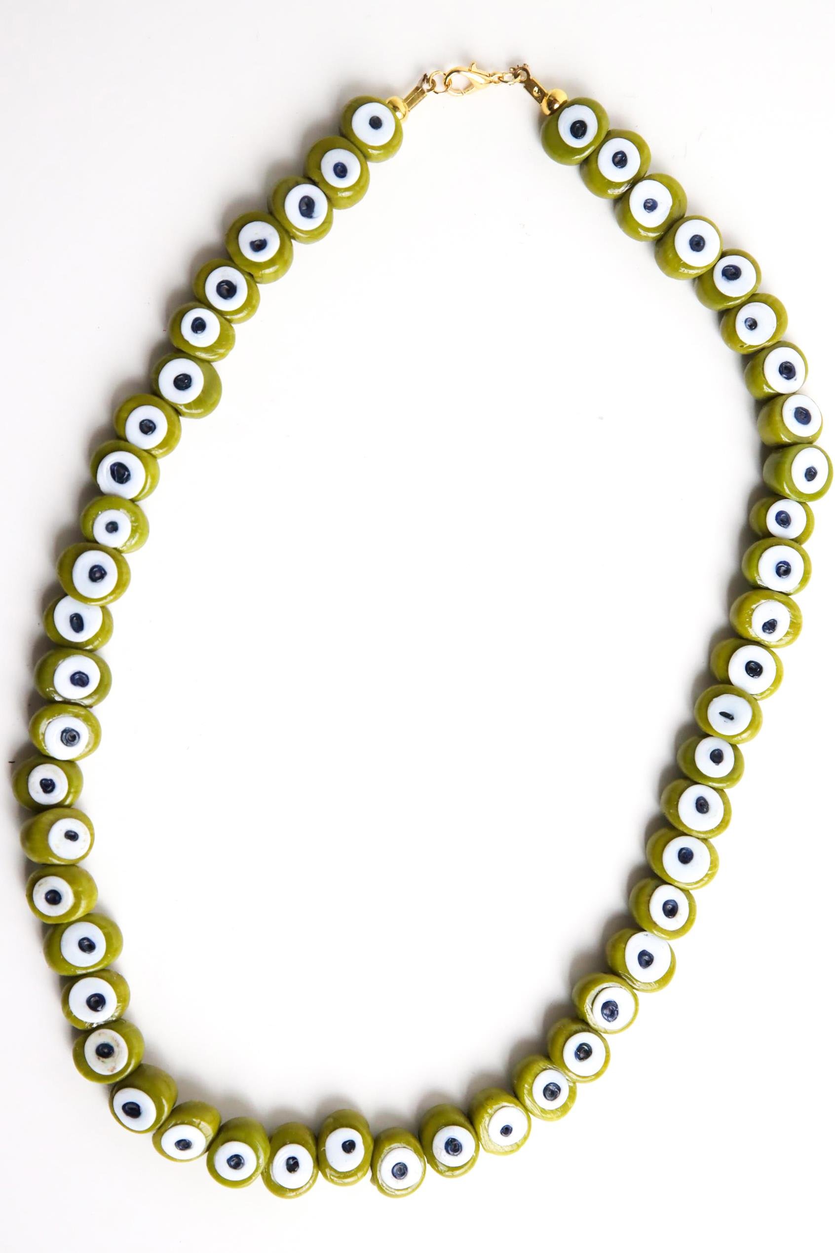  Yeşil Cam Nazar Boncuklu Tasarım Kolye