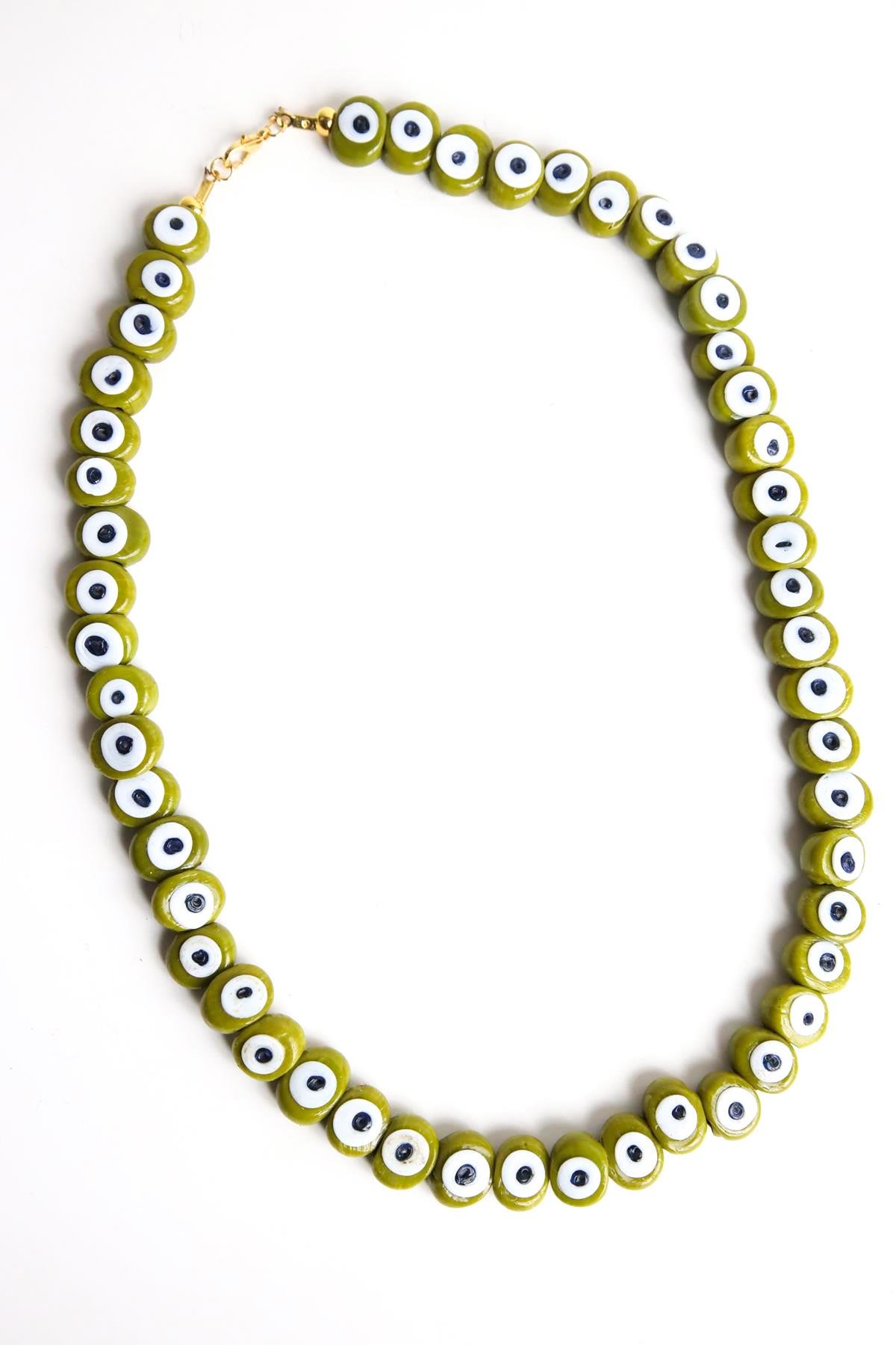  Yeşil Cam Nazar Boncuklu Tasarım Kolye