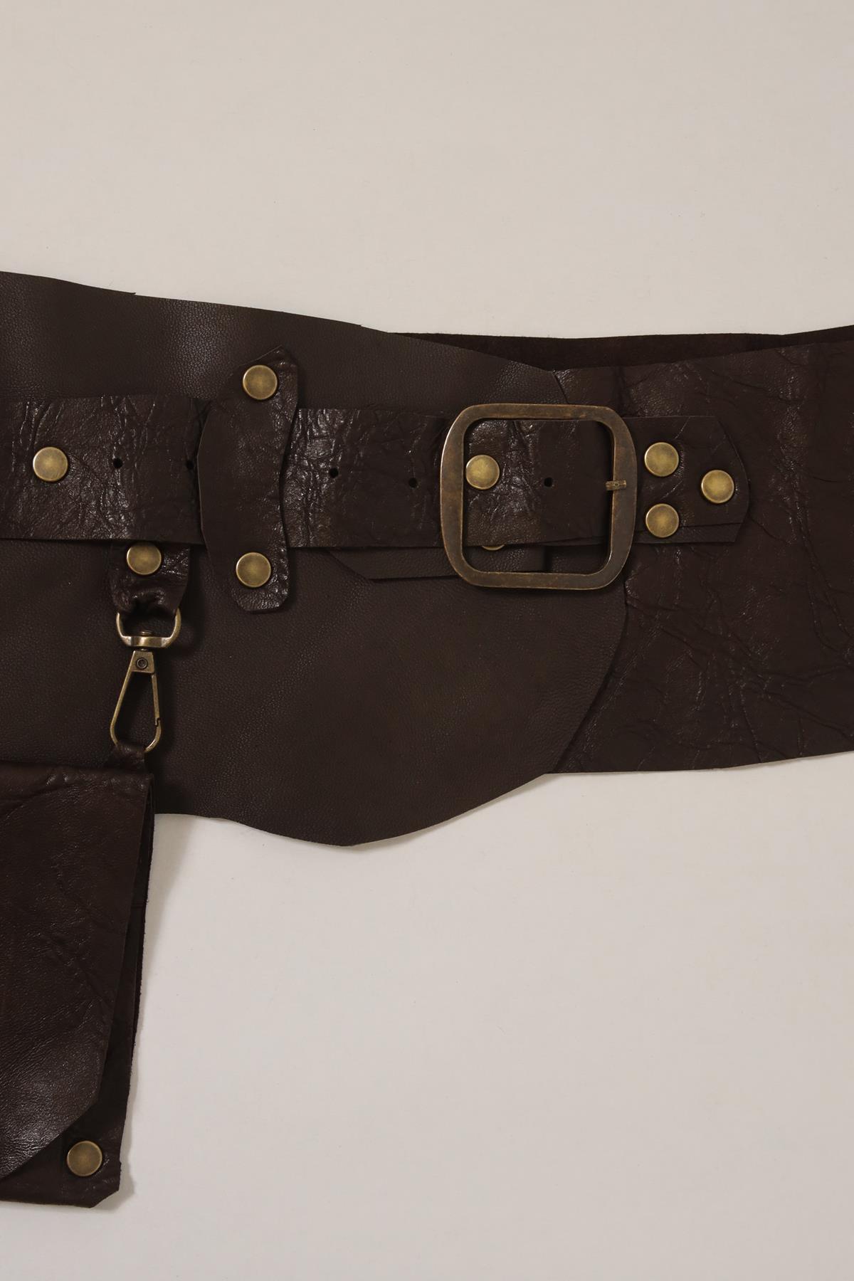 Koyu Kahverengi Deri Cepli Kemer