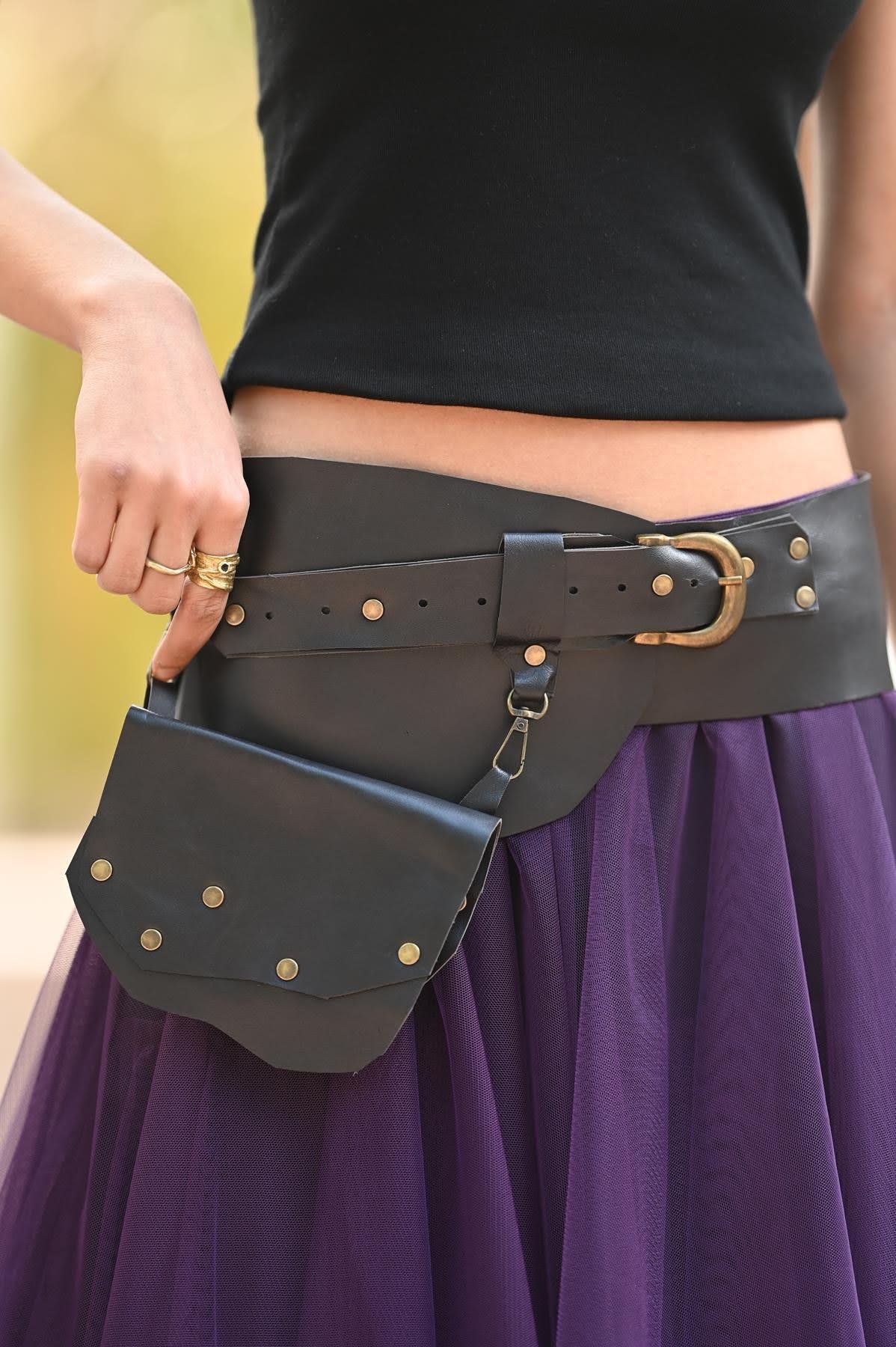 Koyu Kahverengi Deri Cepli Kemer