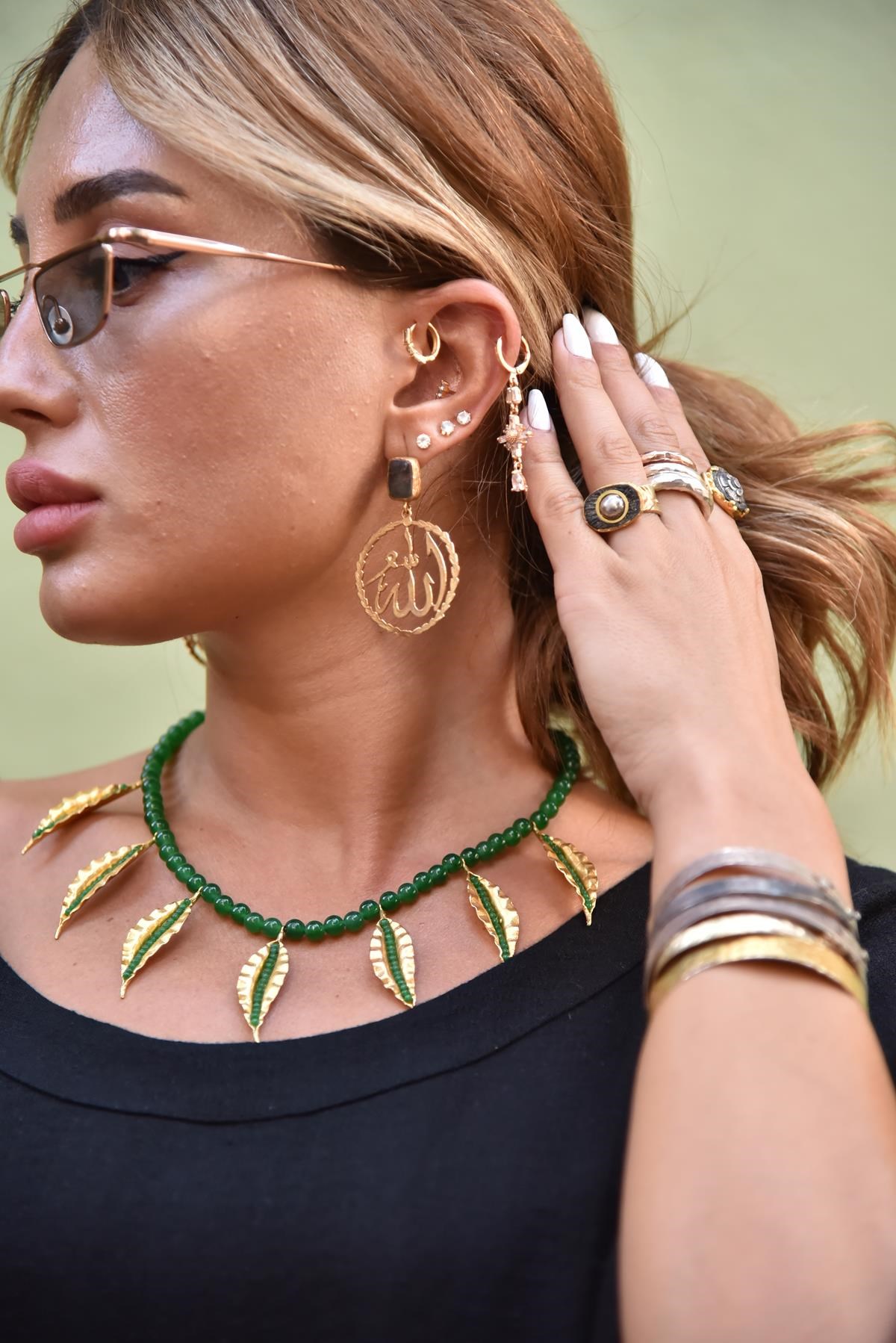 Doğal Taşlı Bronz Tasarım Küpe - Şaman Butik Doğal Taşlı Bronz Tasarım Küpe