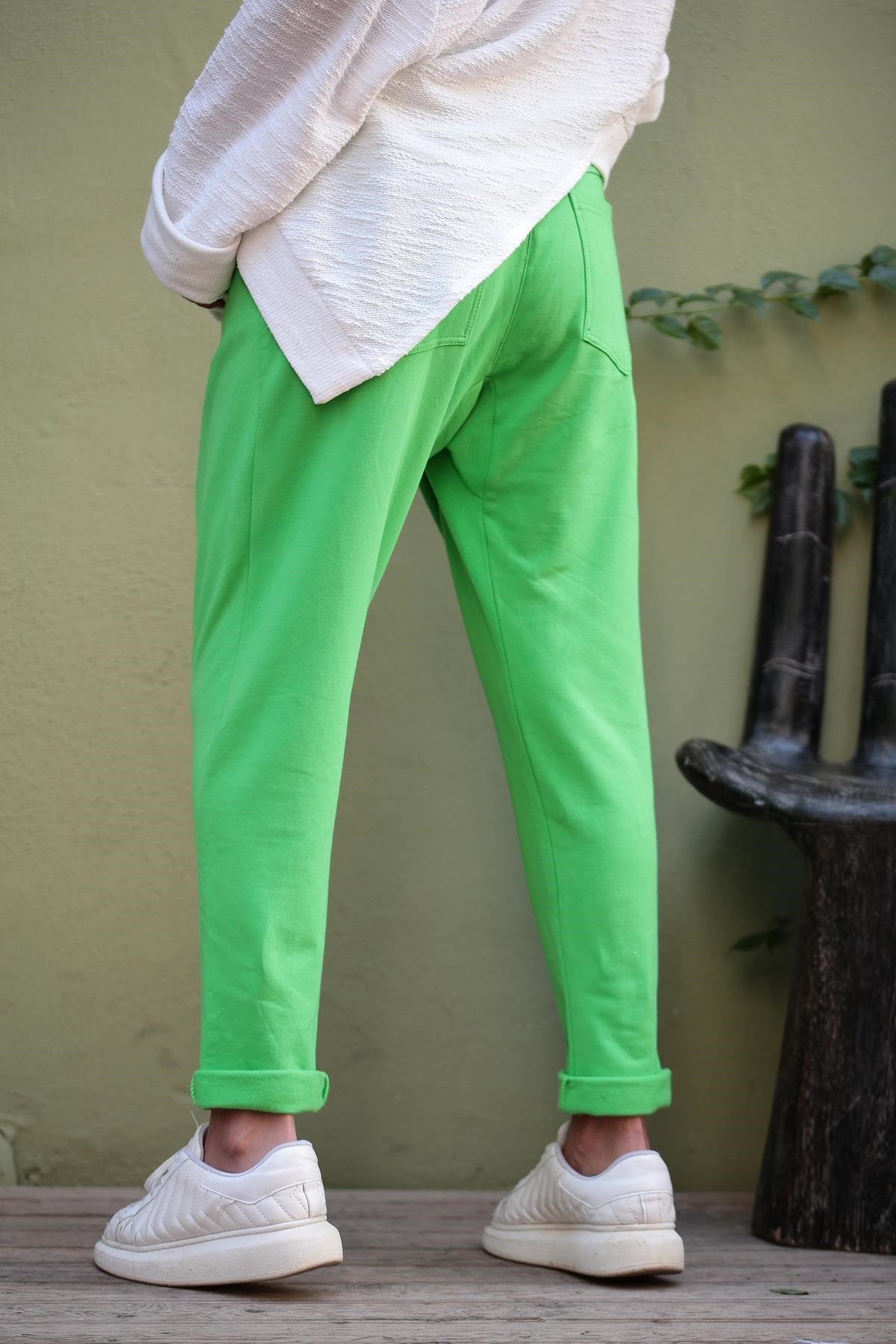  Açık Yeşil Önü Kruvaze Şalvar Pantolon