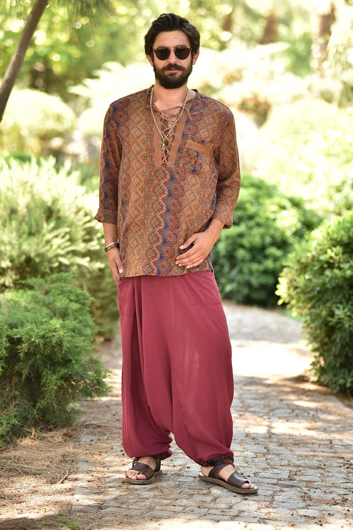 Bordo Balıkçı Şalvar Pantolon - Şaman Butik  - Online Alışveriş Sitesi | Kadın ve Erkek Giyim Bordo Balıkçı Şalvar Pantolon