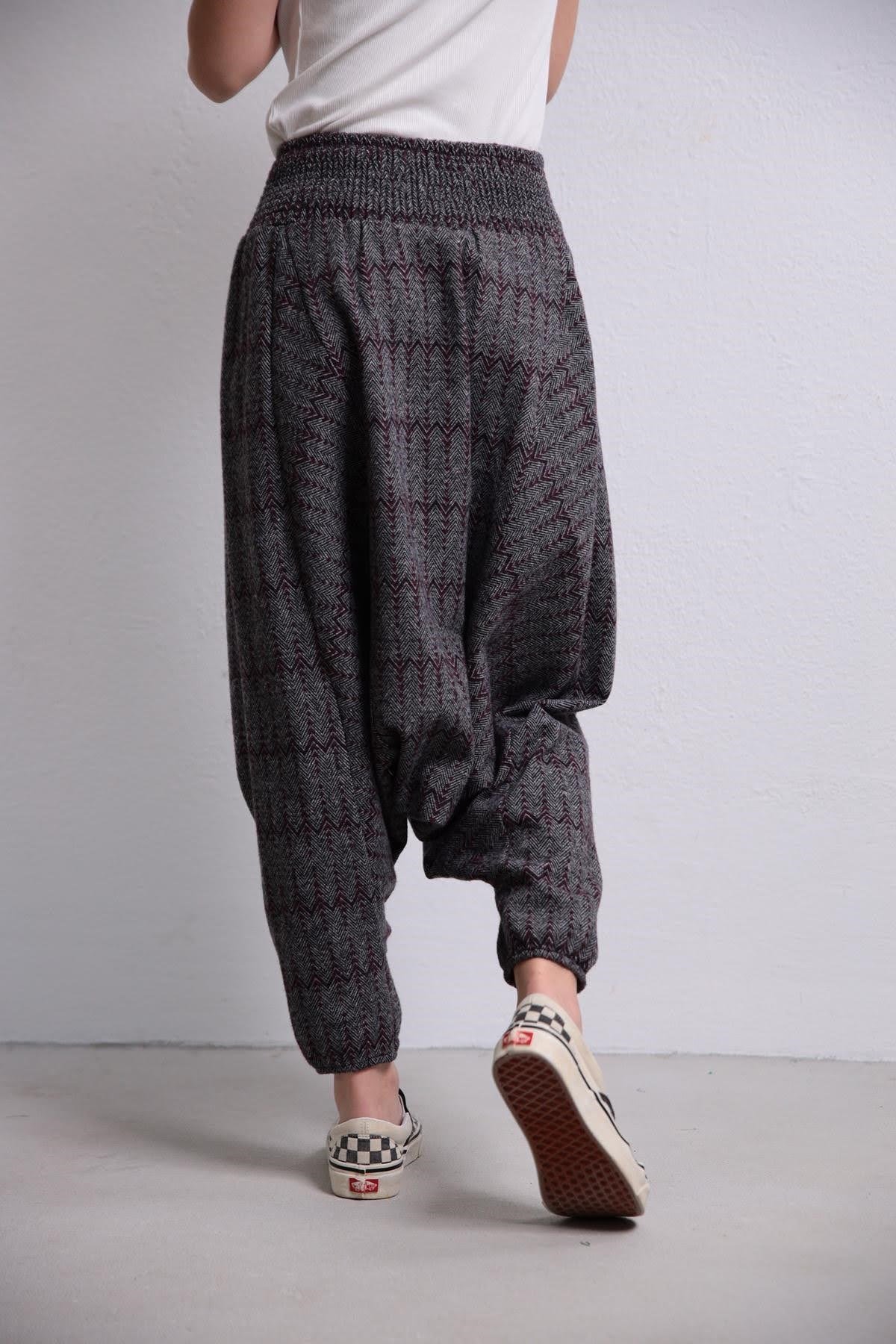  Bordo Gipe Bel Detaylı Kışlık Şalvar Pantolon