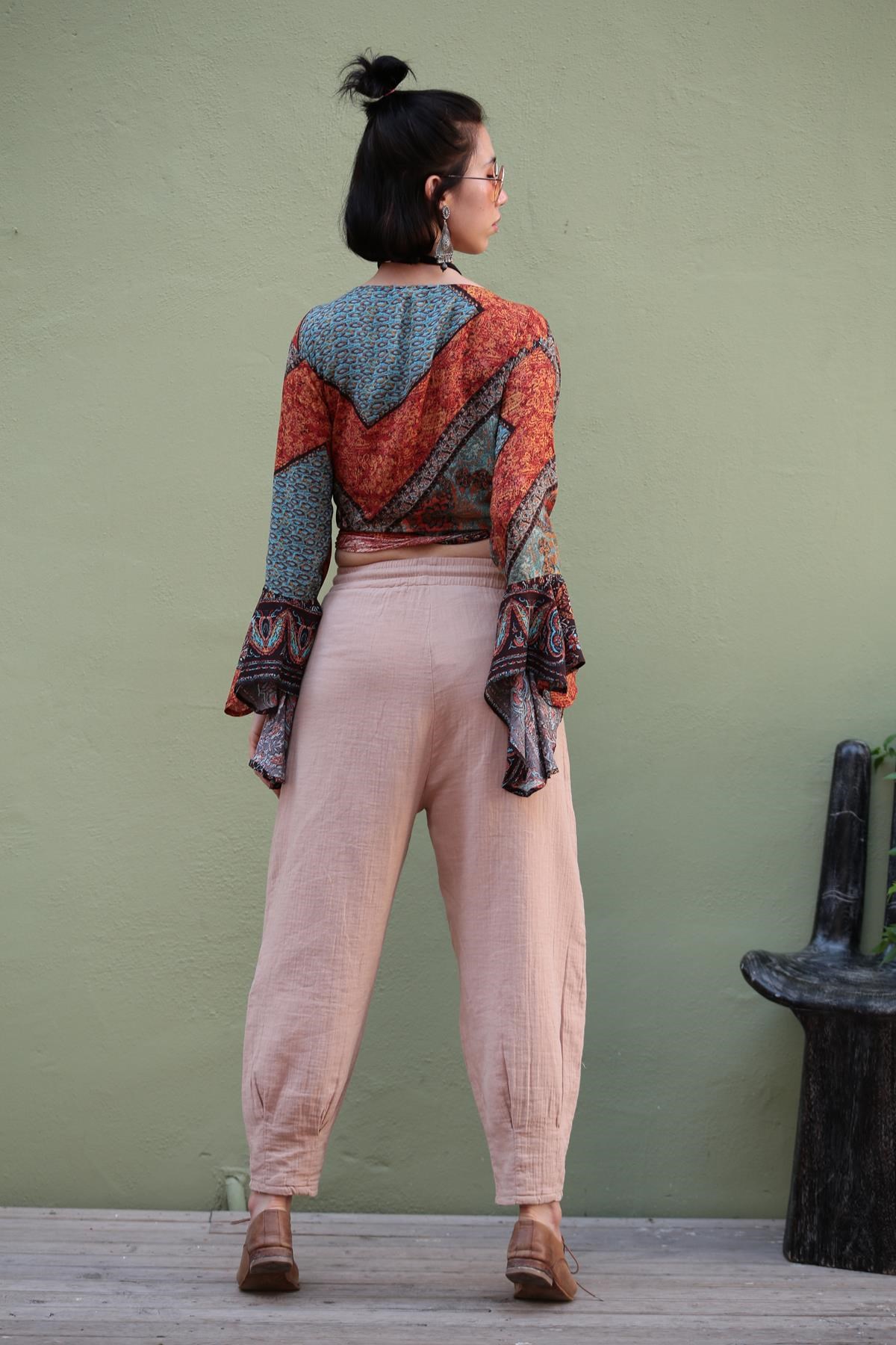  Camel Beli Lastikli Pantolon