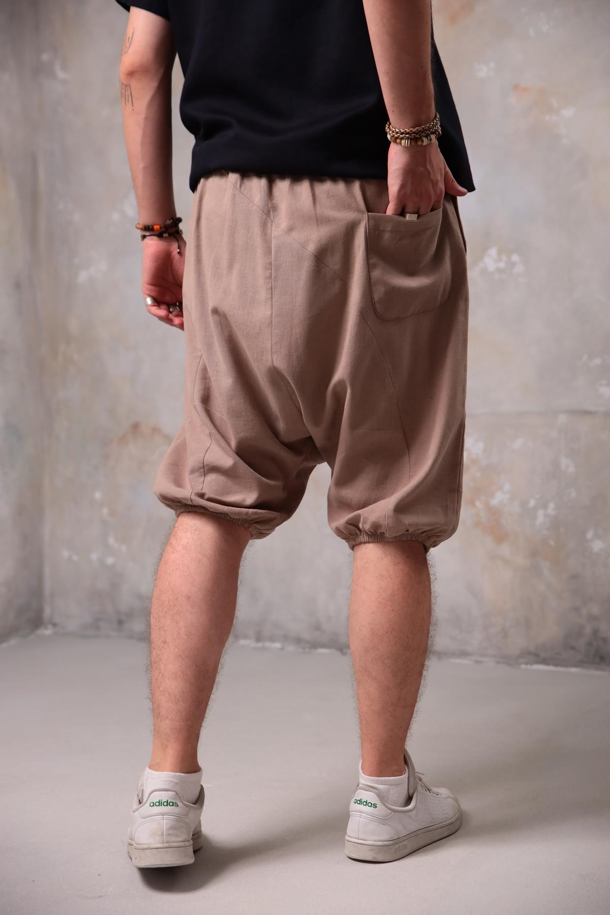  Camel Düğme Detaylı Kapri Şalvar Pantolon