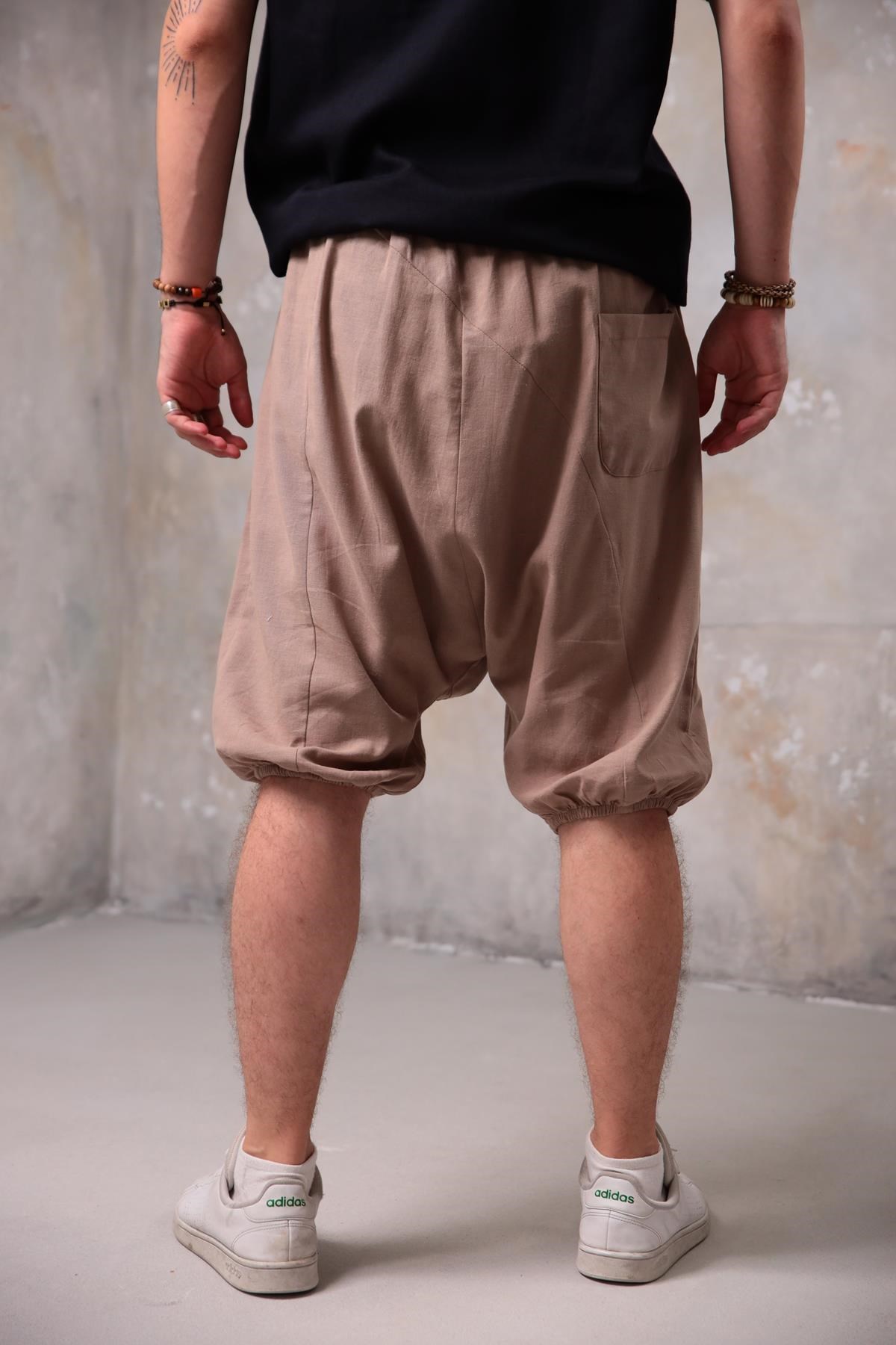  Camel Düğme Detaylı Kapri Şalvar Pantolon