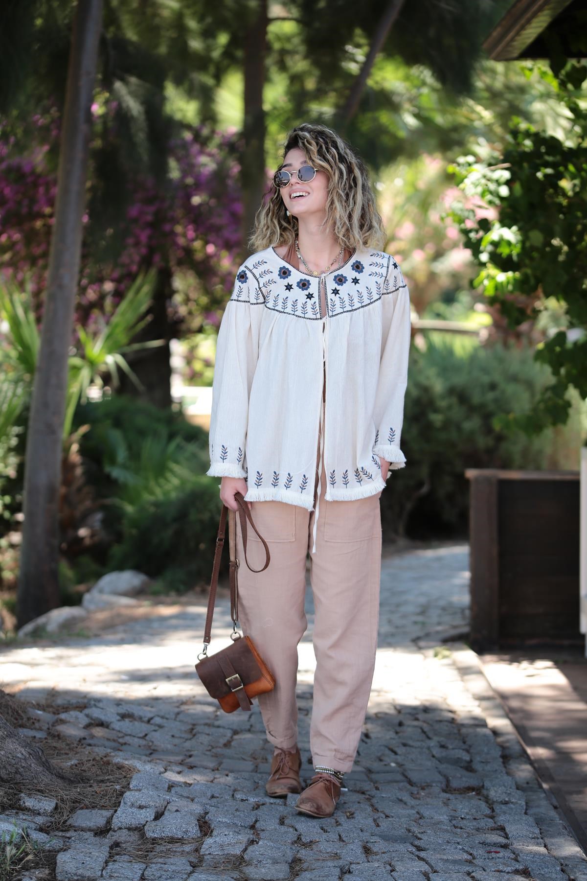  Camel Rengi Büyük Cep Detay Pantolon