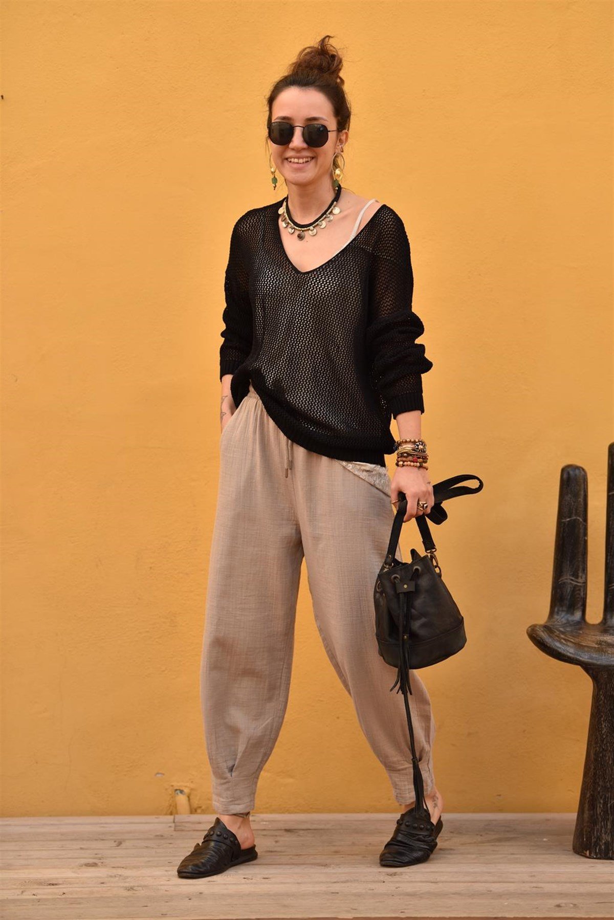  Gri Beli Lastikli Pantolon