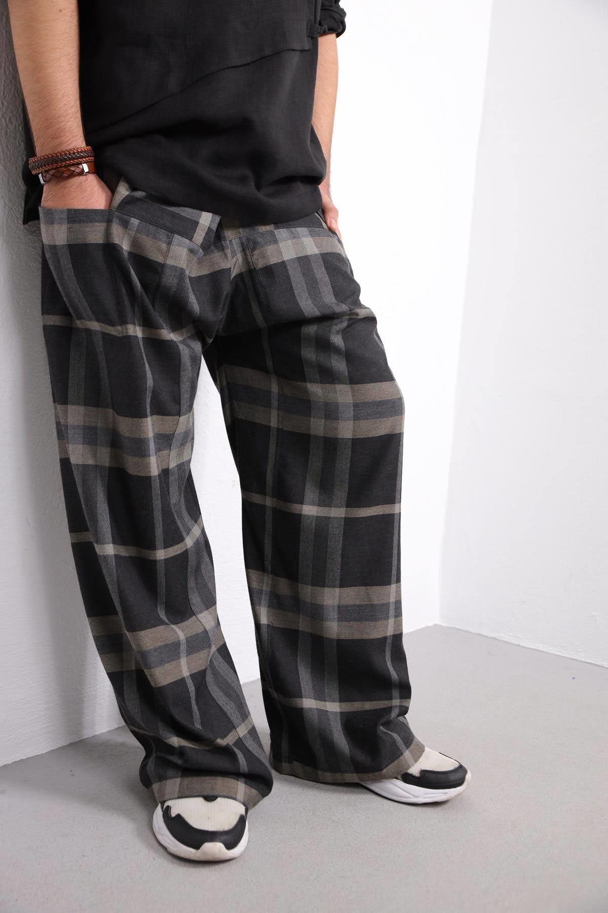  Gri Desenli Balıkçı Pantolon