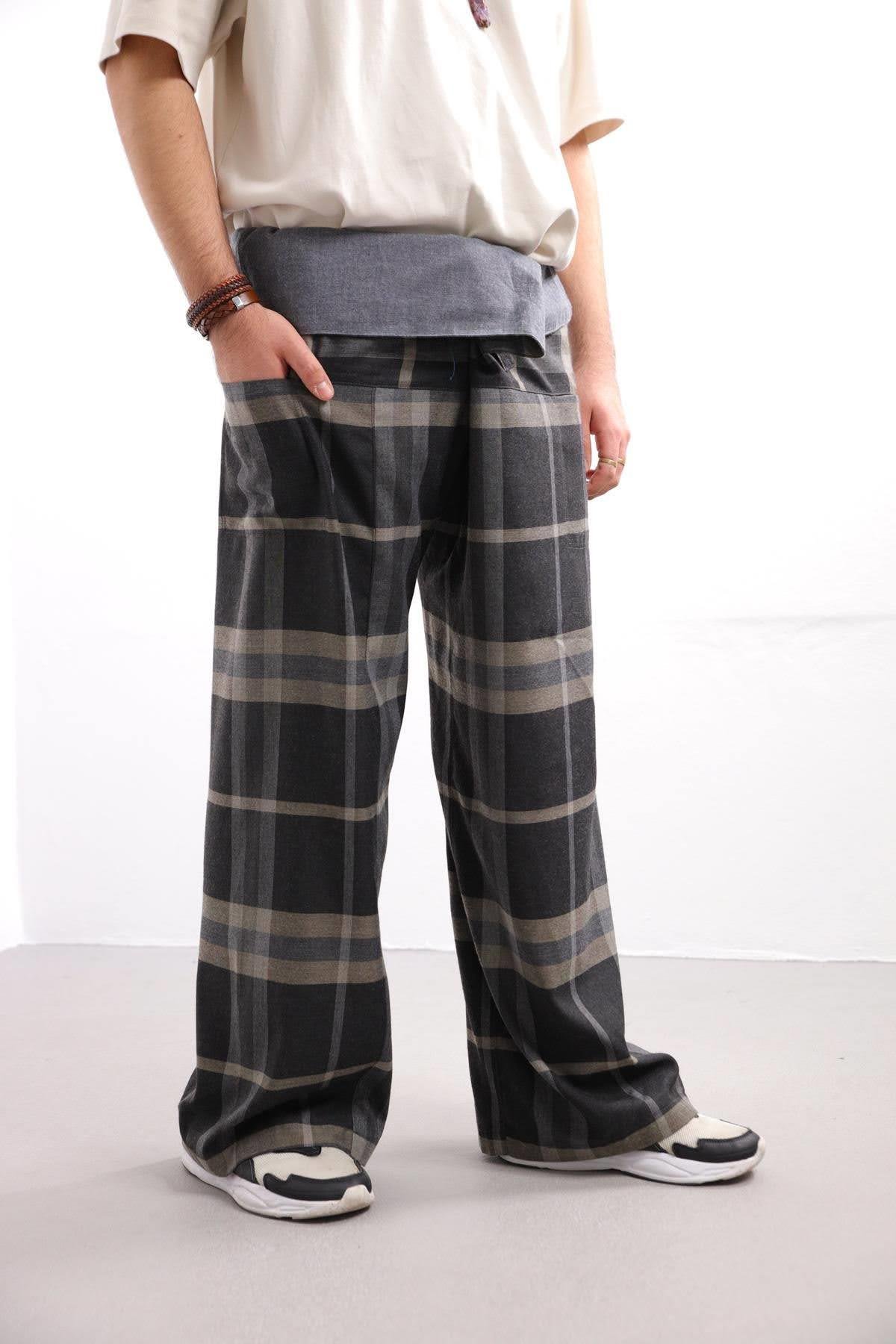  Gri Desenli Balıkçı Pantolon