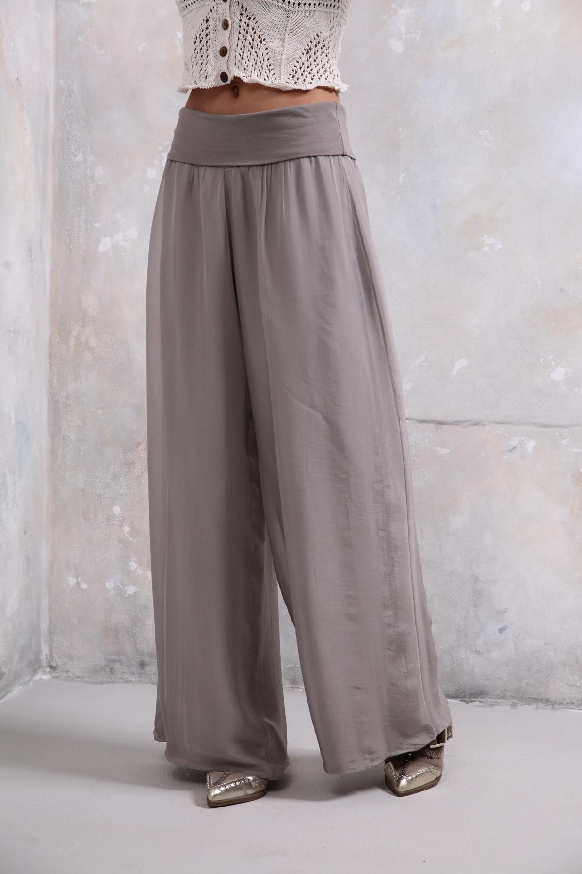 Gri İpek Pantolon - Şaman Butik Gri İpek Pantolon