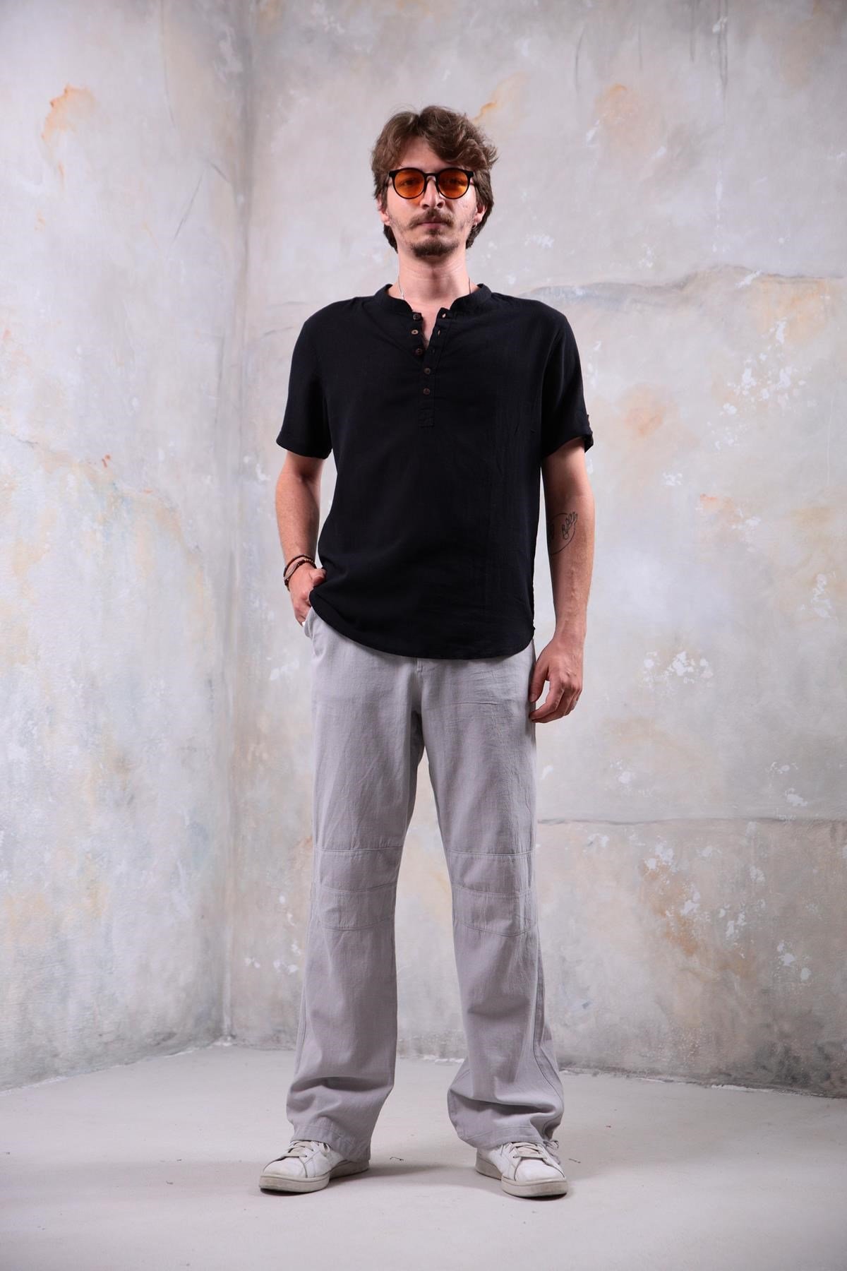  Gri Paçası Büzgülü Tom Pantolon