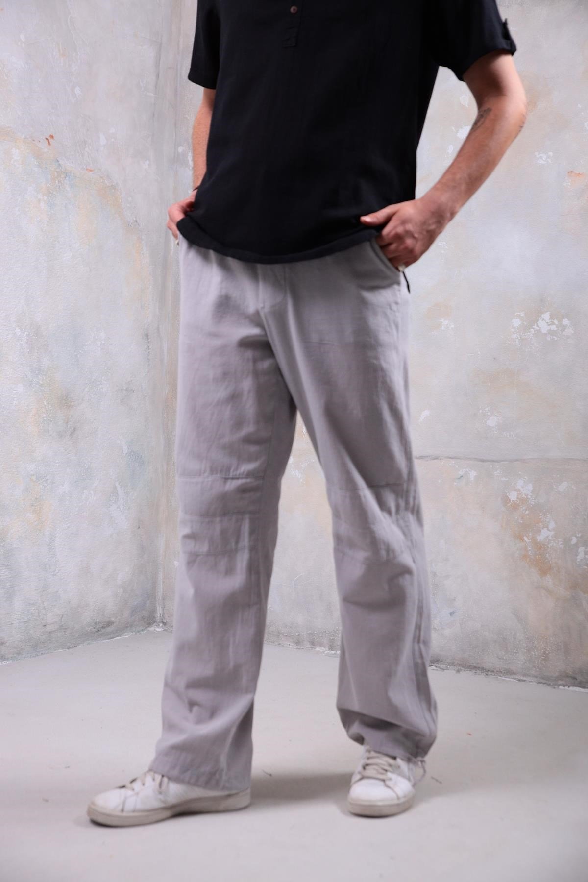  Gri Paçası Büzgülü Tom Pantolon