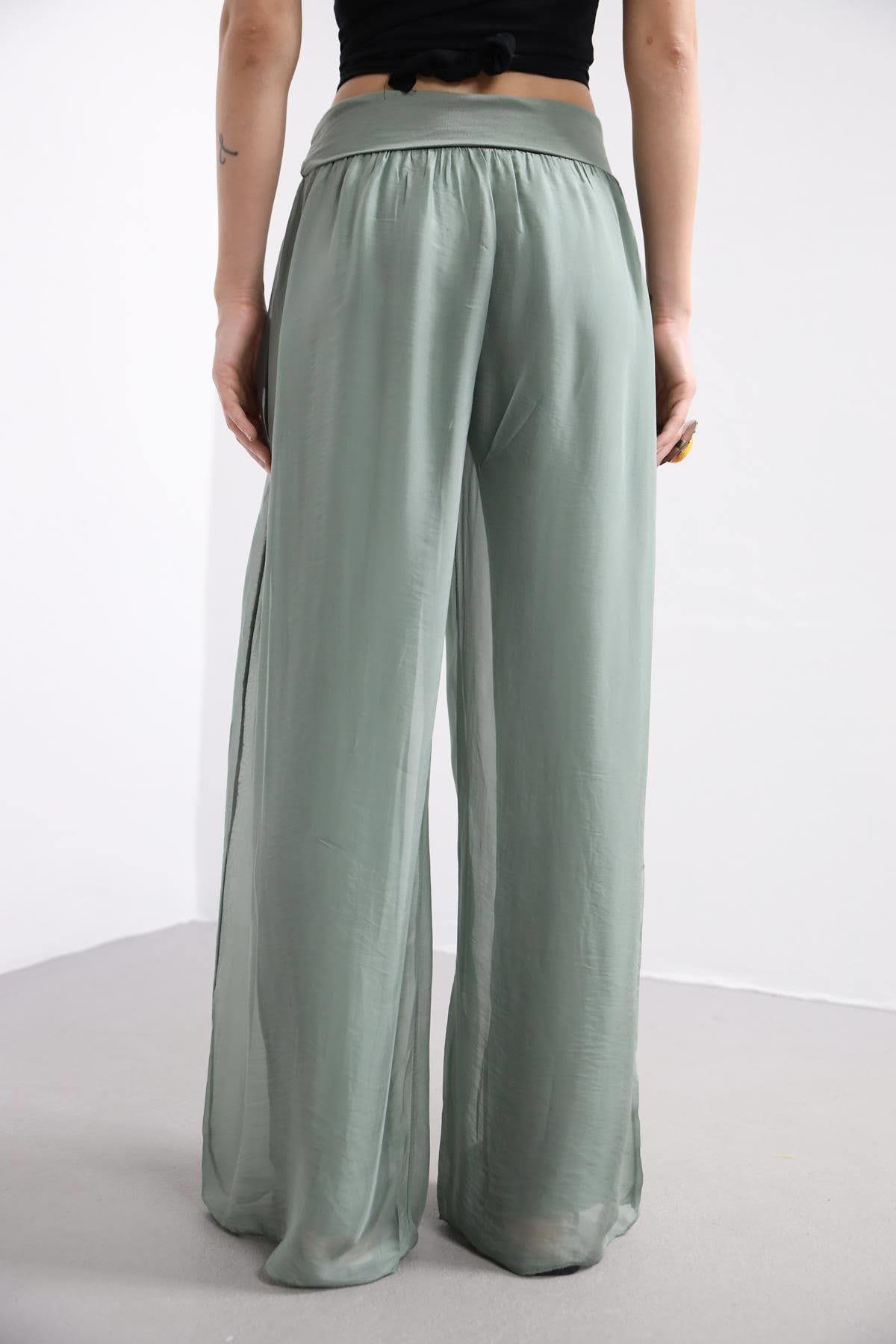  Khaki Silk Trousers - Şaman Butik | Boho Fashion  Khaki Silk Trousers