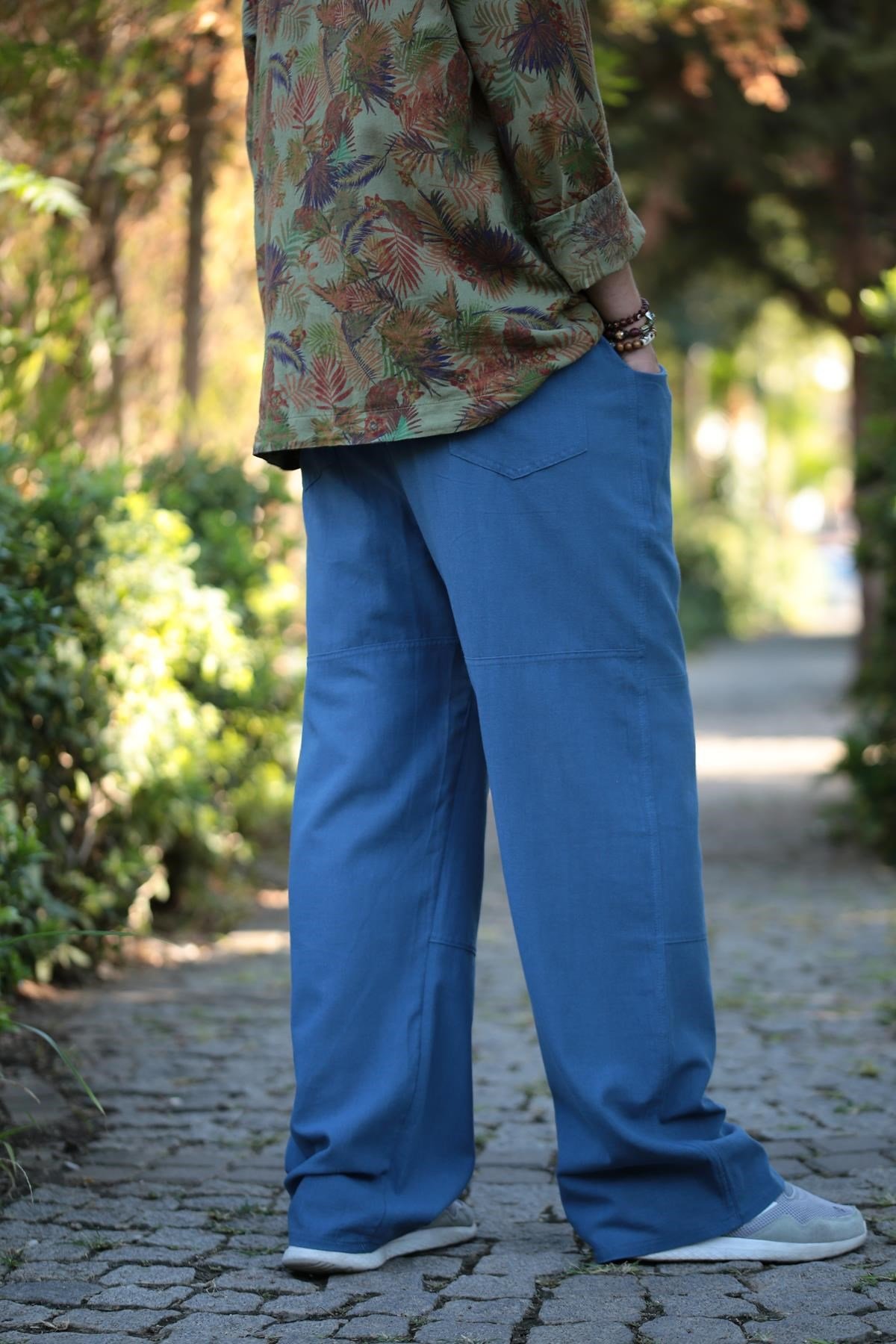  İndigo Mavi Nepali Rahat Kesim Erkek Pantolon 