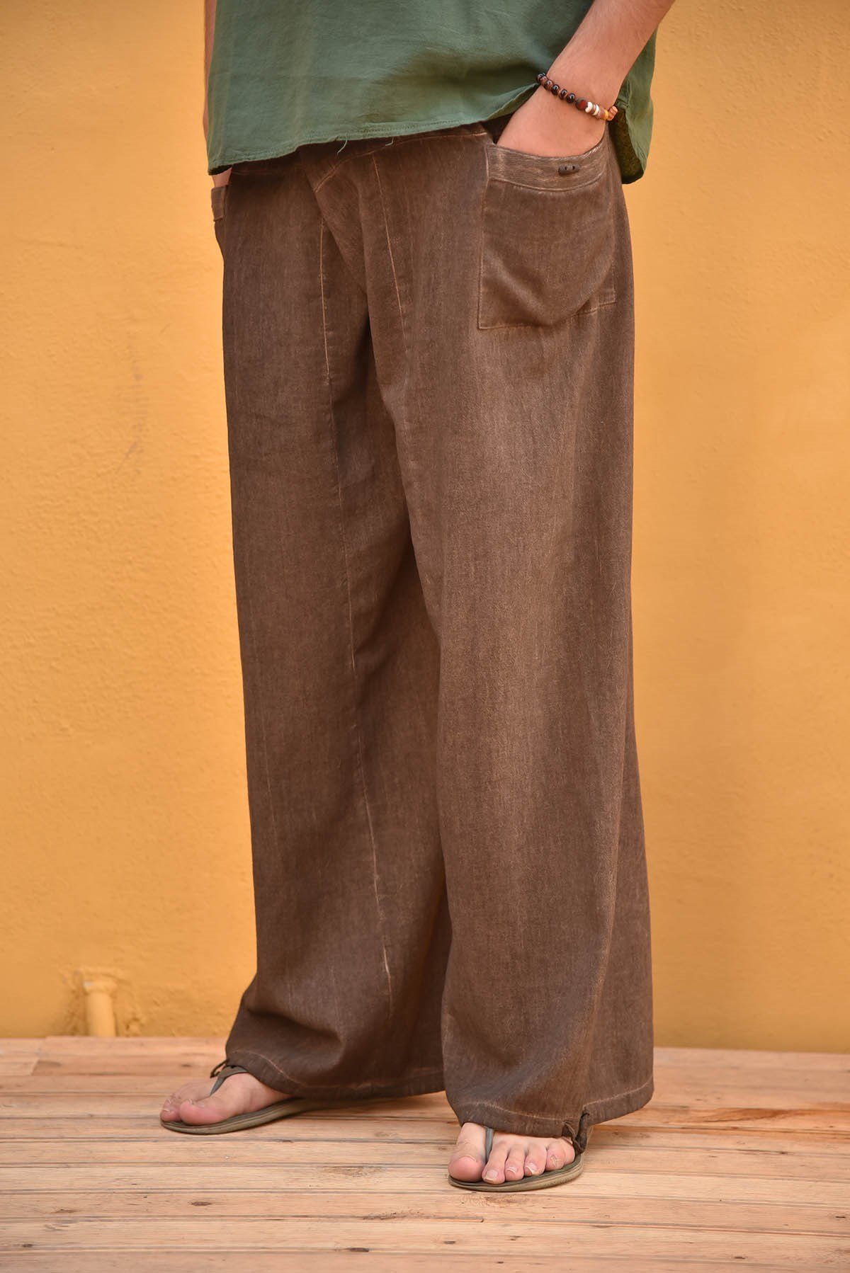 Kahverengi Yağ Yıkama Balıkçı Pantolon - Şaman Butik Kahverengi Yağ Yıkama Balıkçı Pantolon