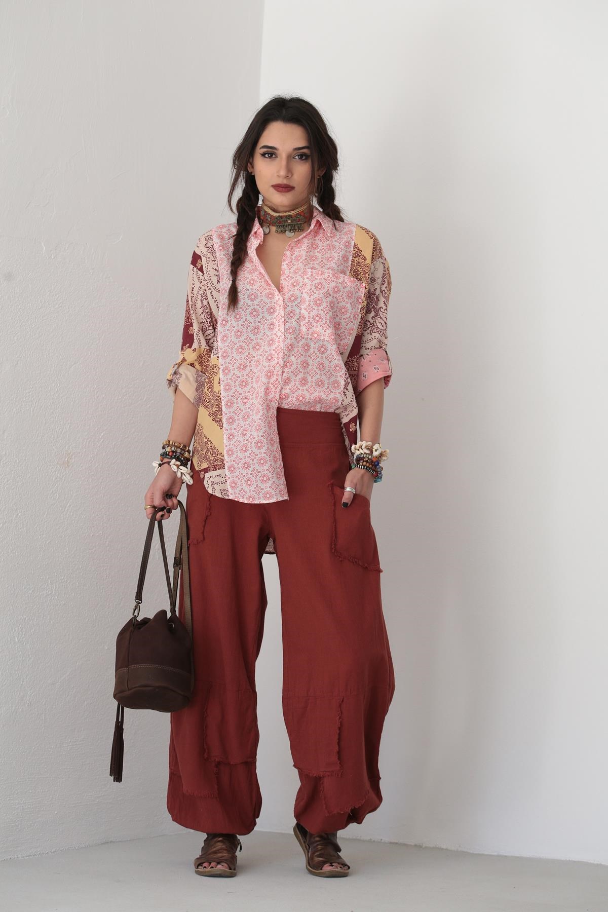 Saman Butik | Shop Online Tile Pockets Stitched Trousers