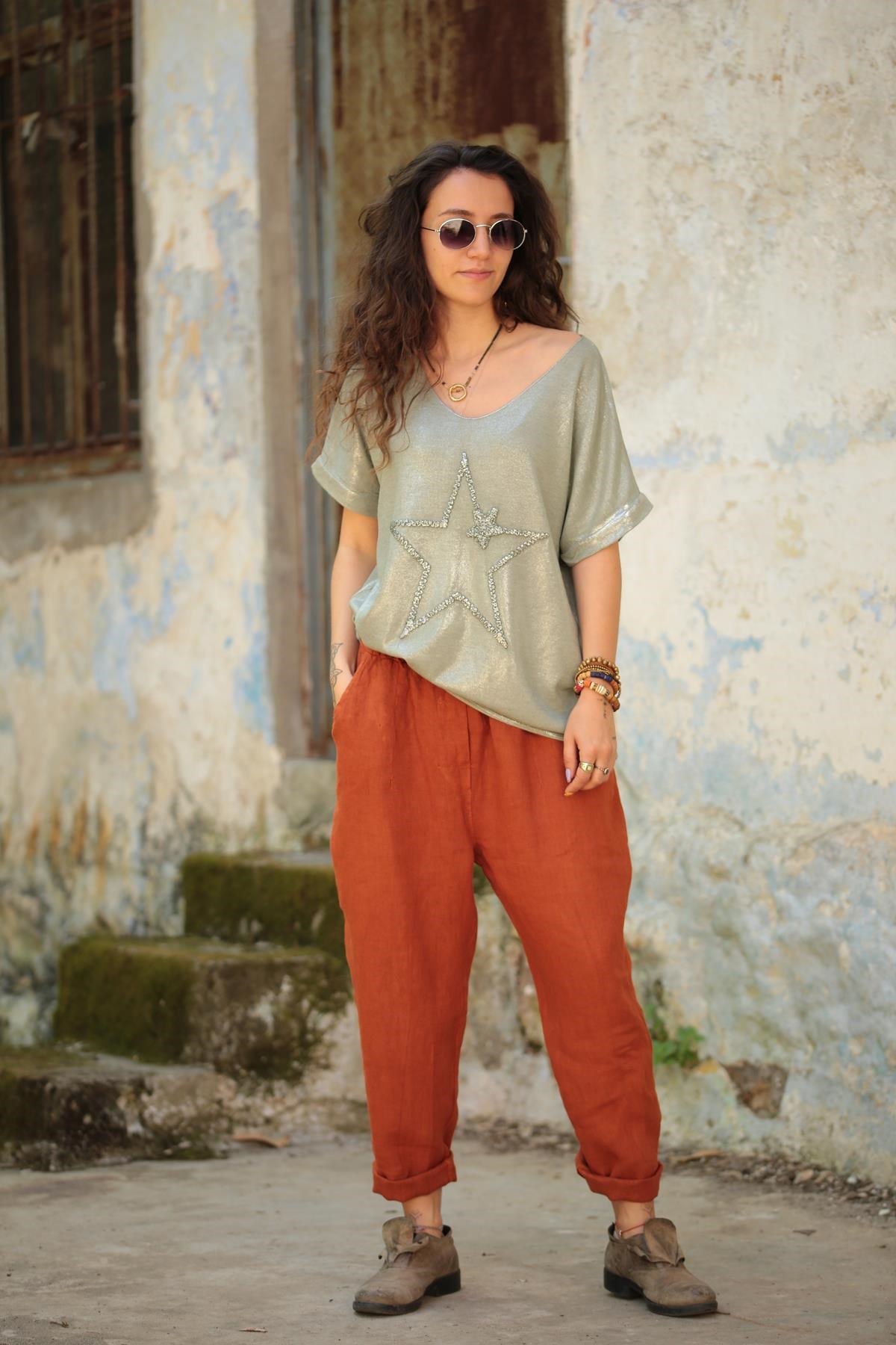  Kiremit Keten Judith Pantolon