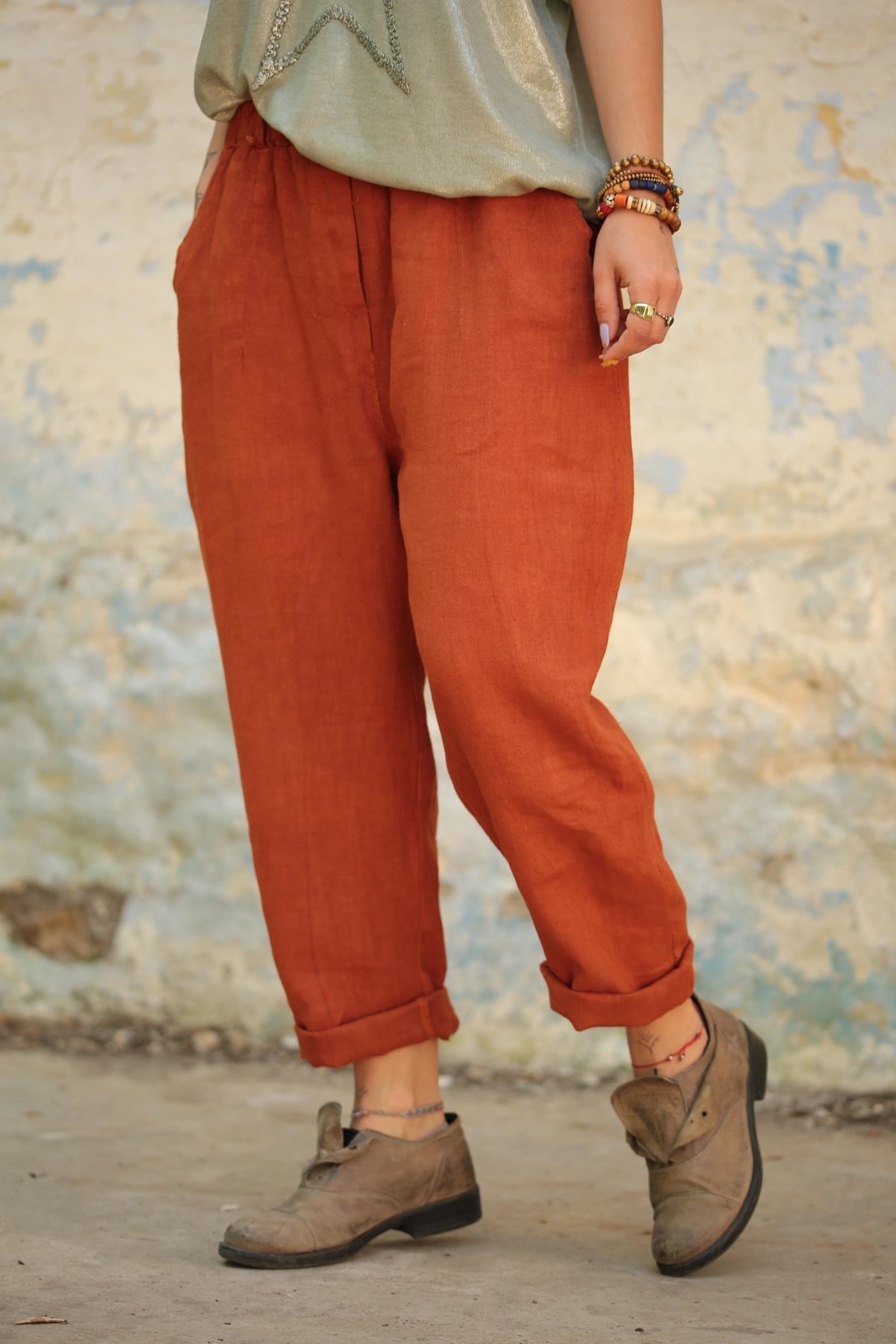  Kiremit Keten Judith Pantolon