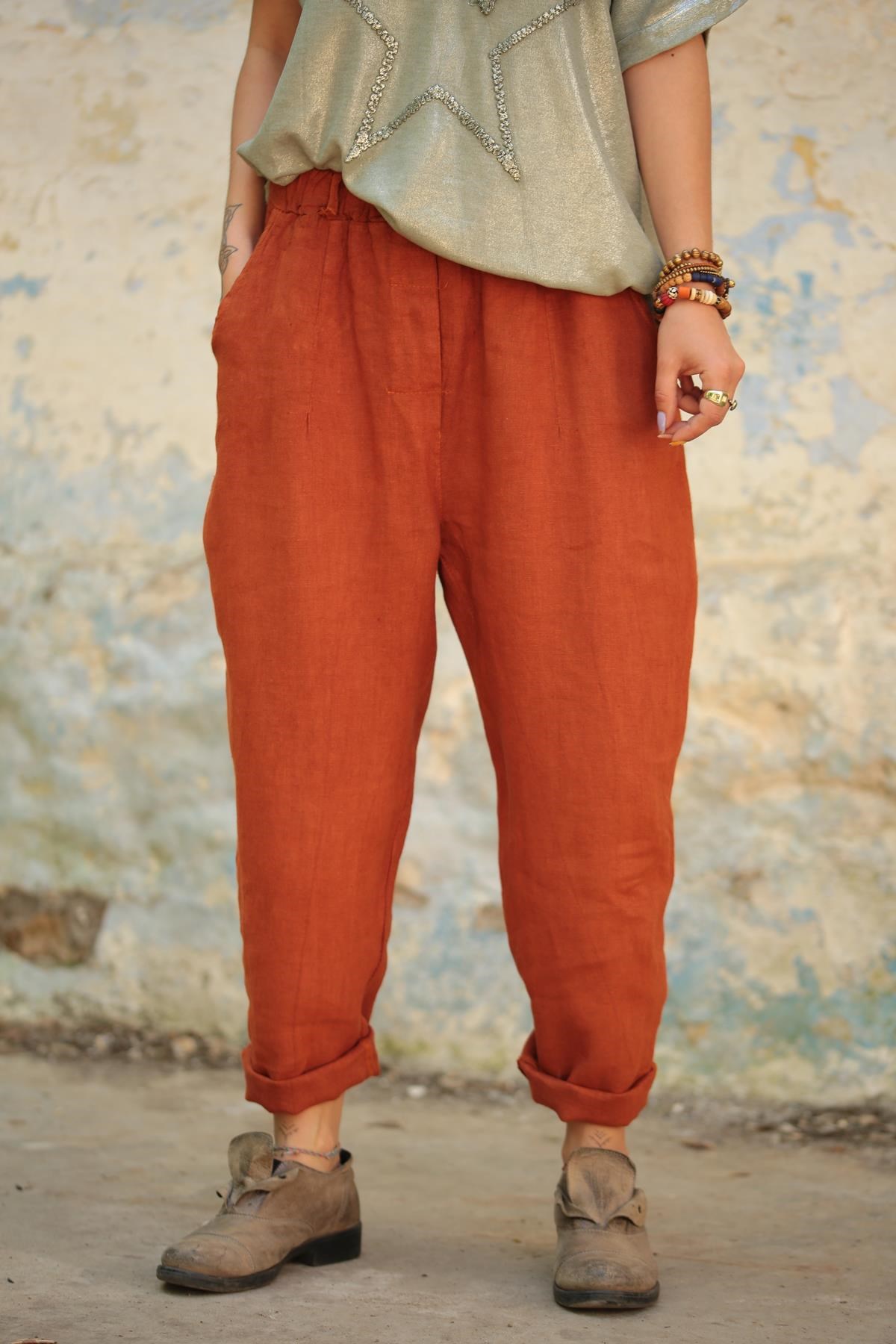  Kiremit Keten Judith Pantolon