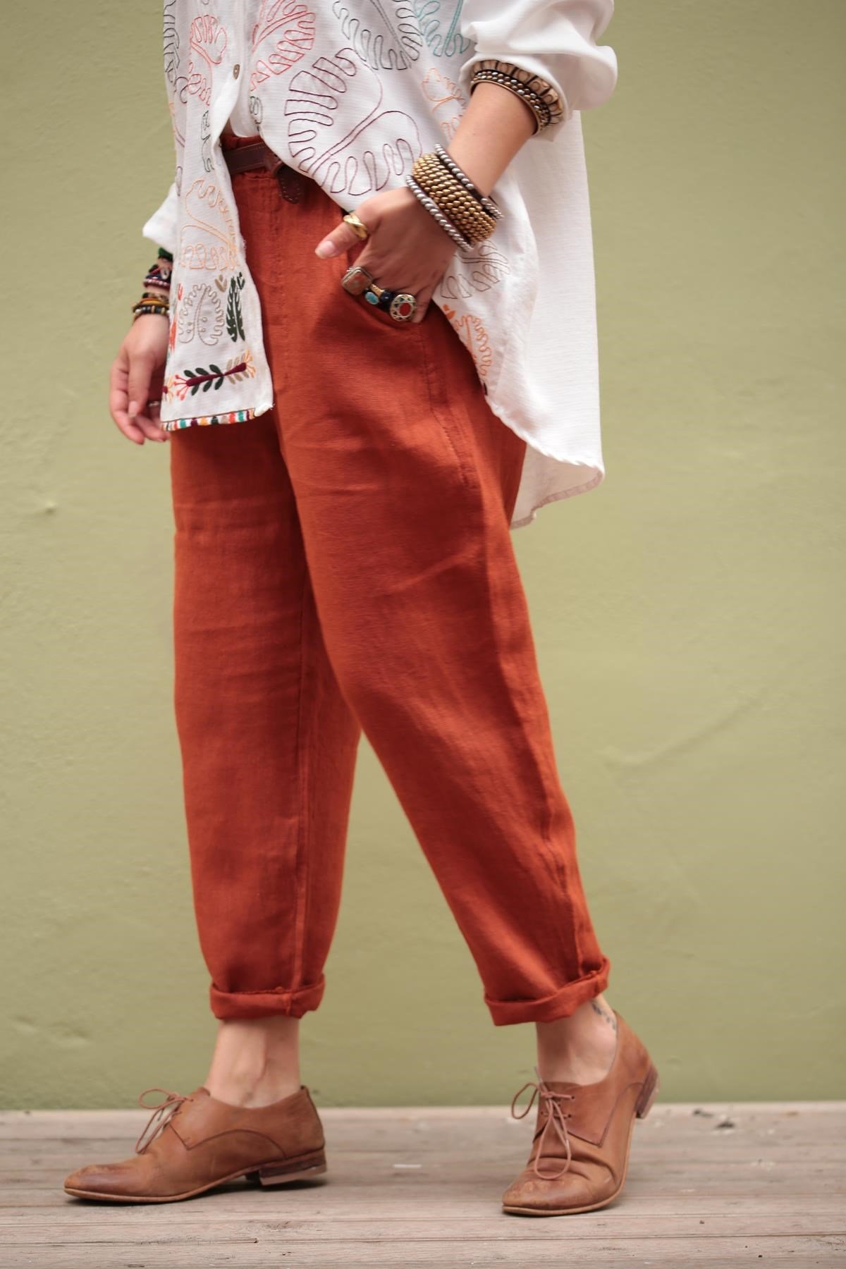  Kiremit Keten Judith Pantolon