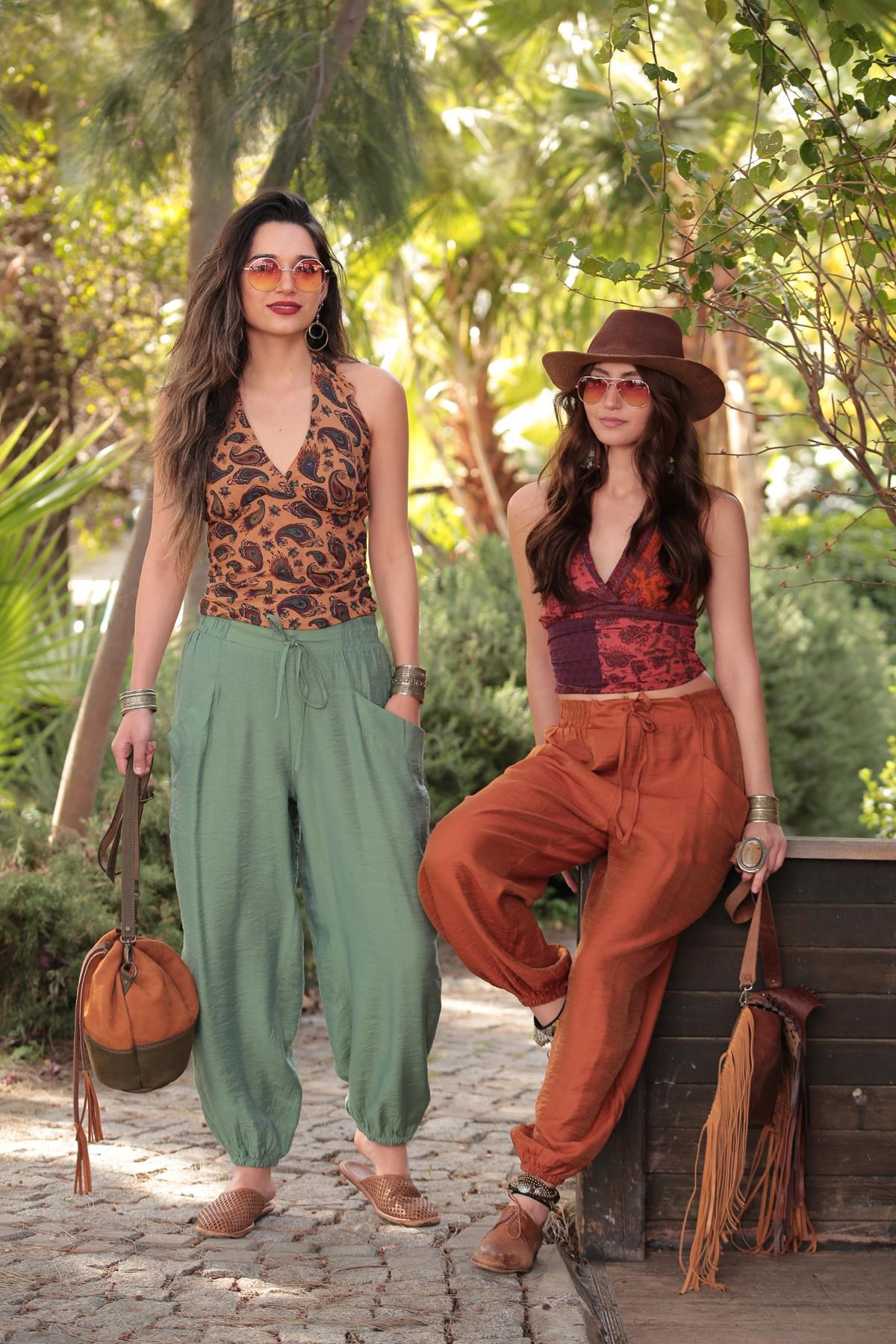  Kiremit Paçası Lastikli Torba Cep Pantolon