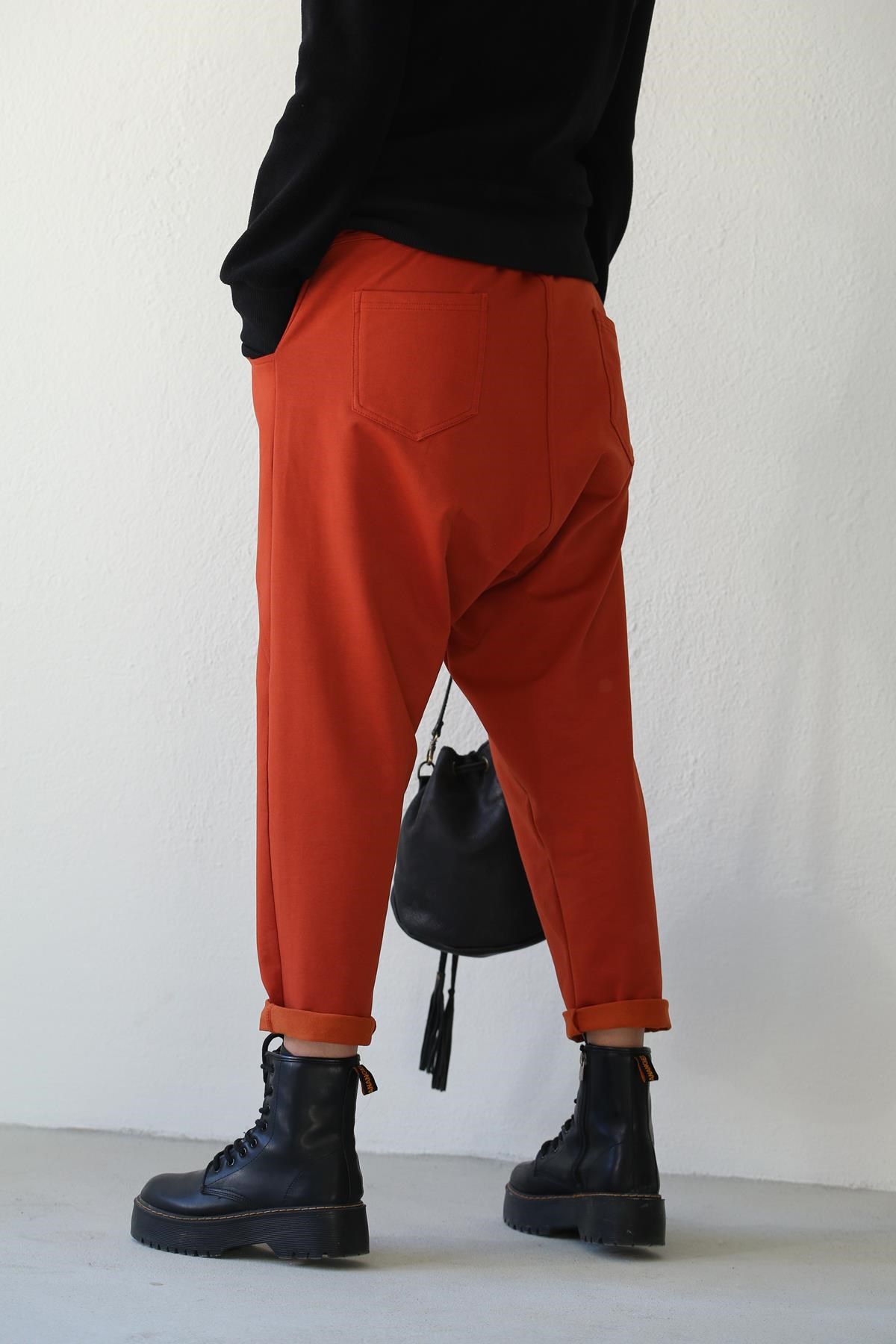 Saman Butik | Shop Online Brick Color Stitched Detail Trouser