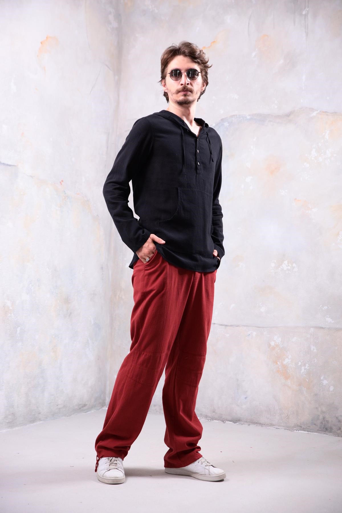  Kiremit Rengi Paçası Büzgülü Tom Pantolon