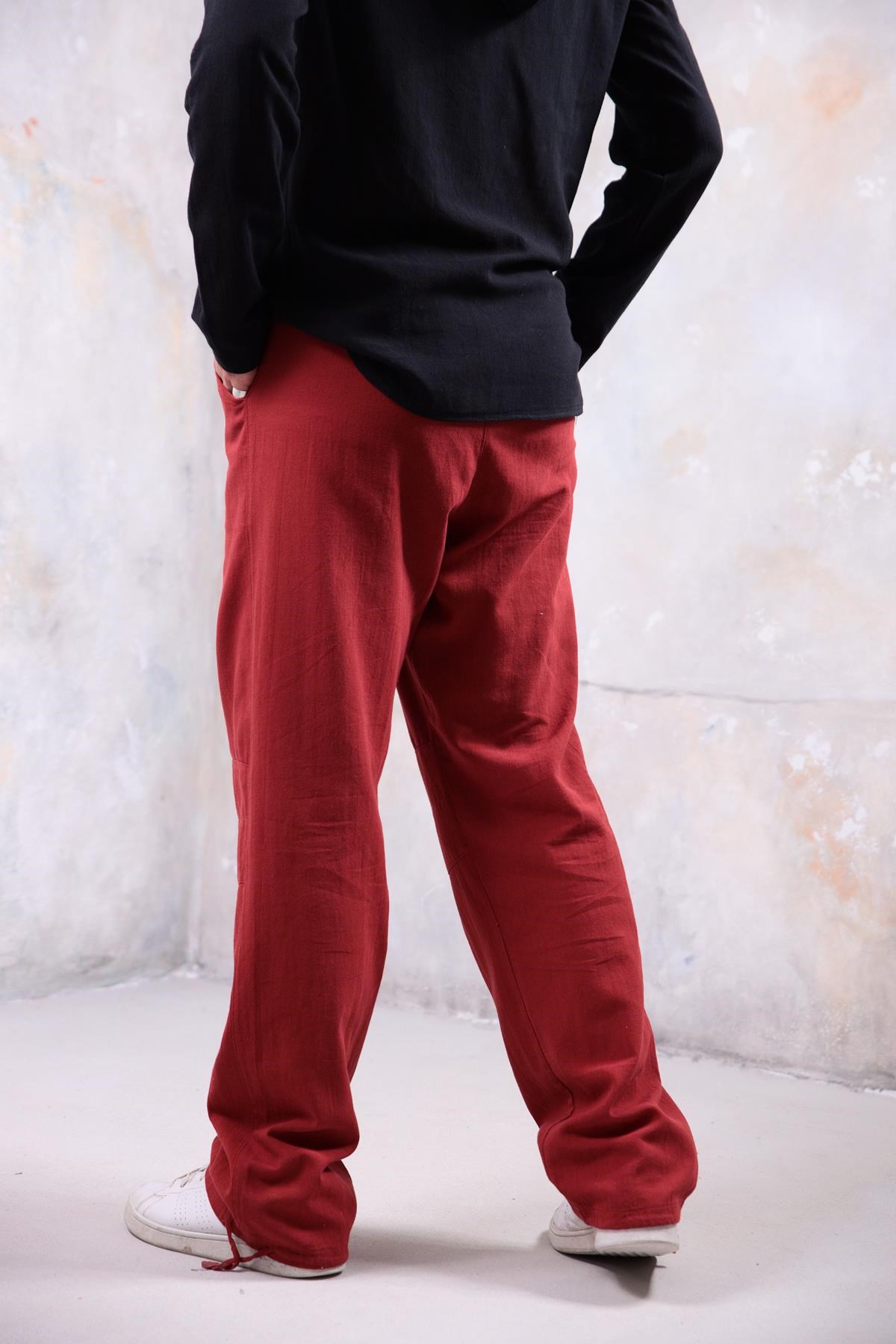  Kiremit Rengi Paçası Büzgülü Tom Pantolon