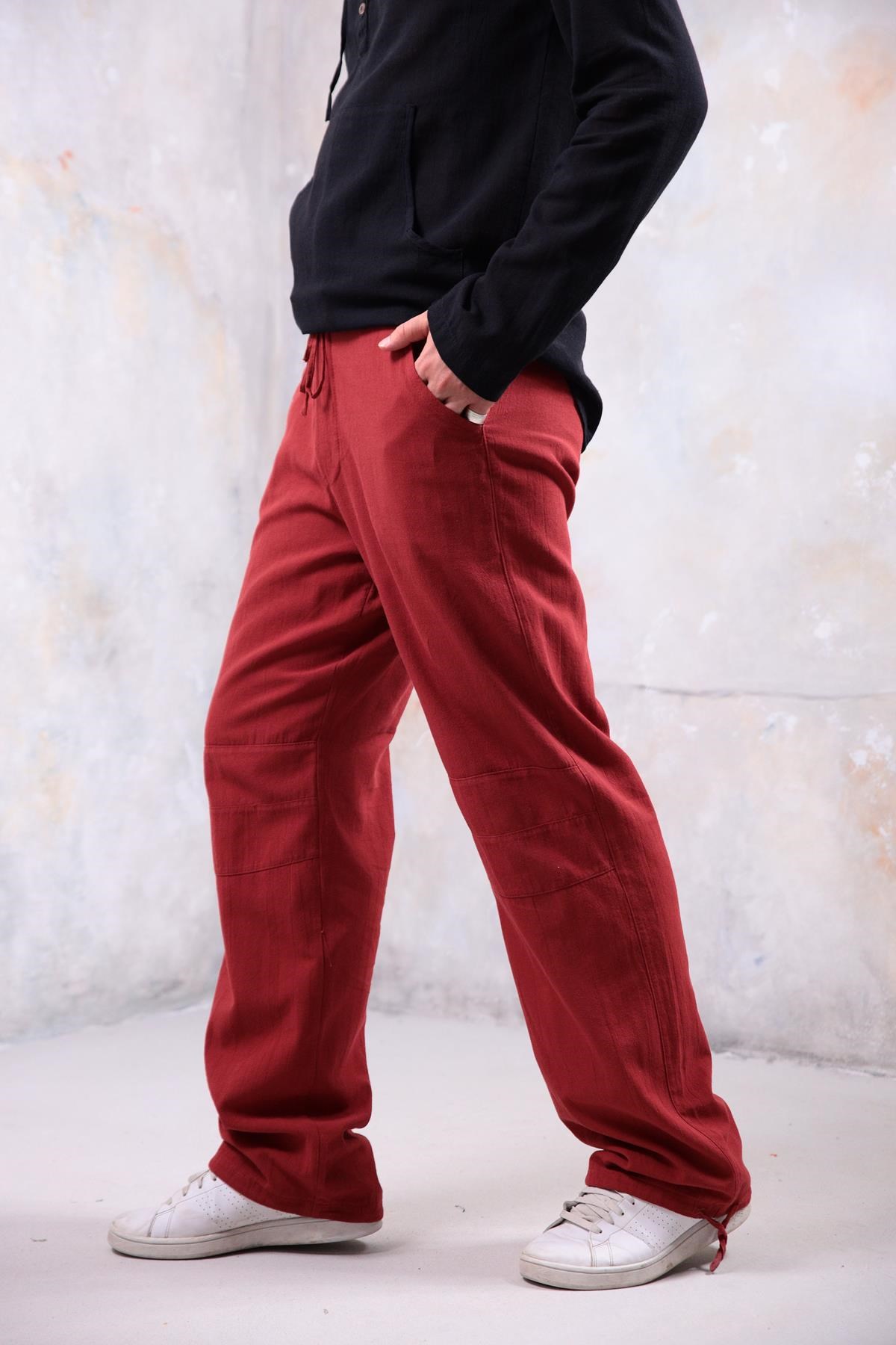  Kiremit Rengi Paçası Büzgülü Tom Pantolon