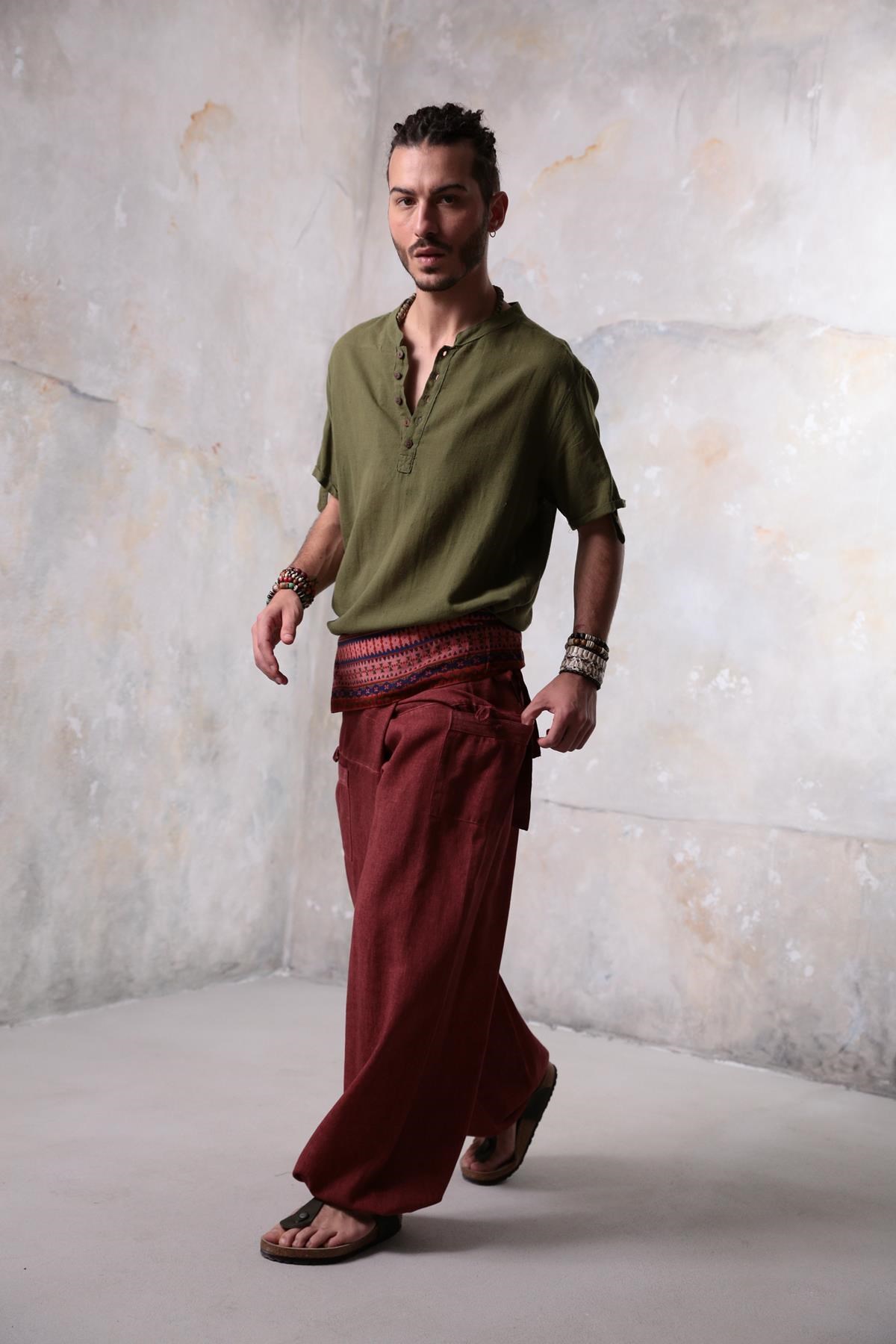Brick Red Fisherman's Pants - Şaman Butik | Shop Online Brick Red Fisherman's Pants