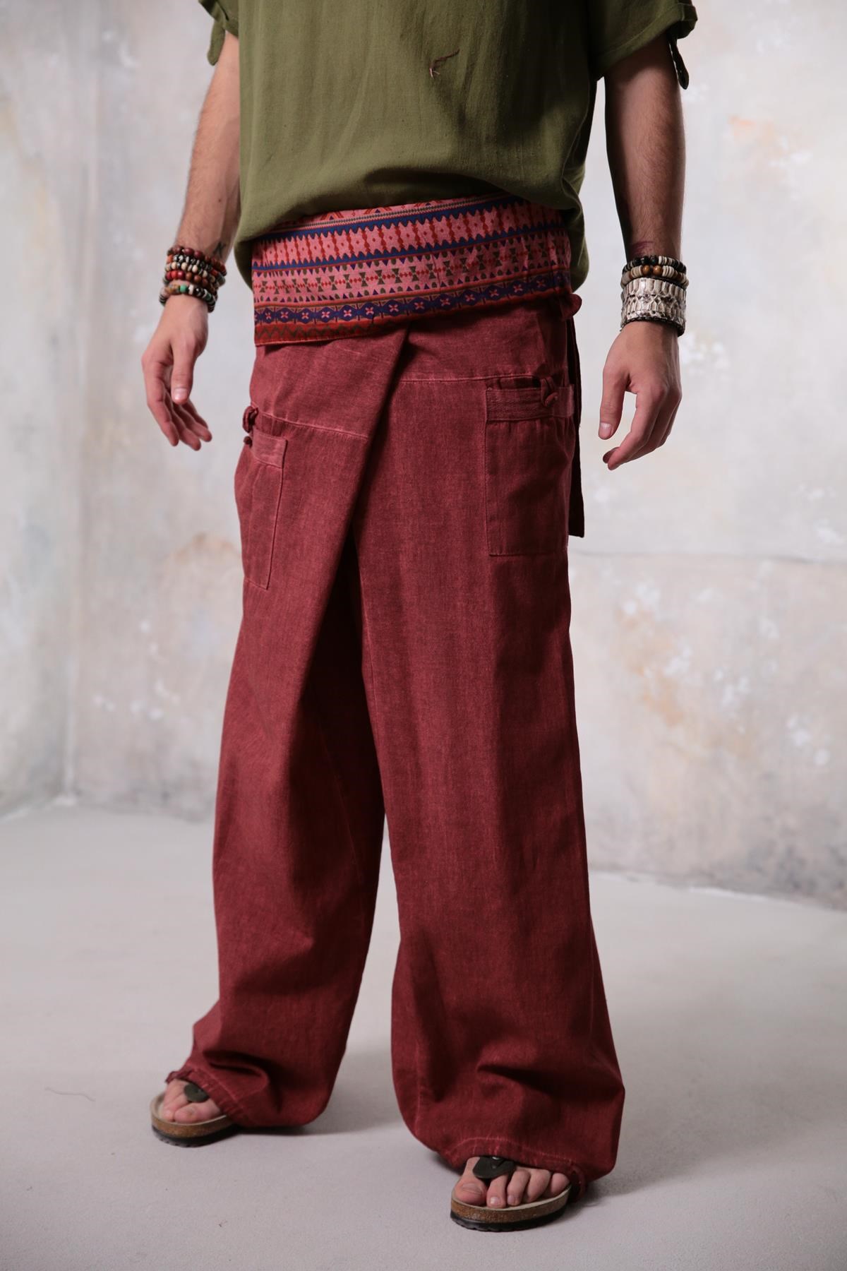 Brick Red Fisherman's Pants - Şaman Butik | Shop Online Brick Red Fisherman's Pants