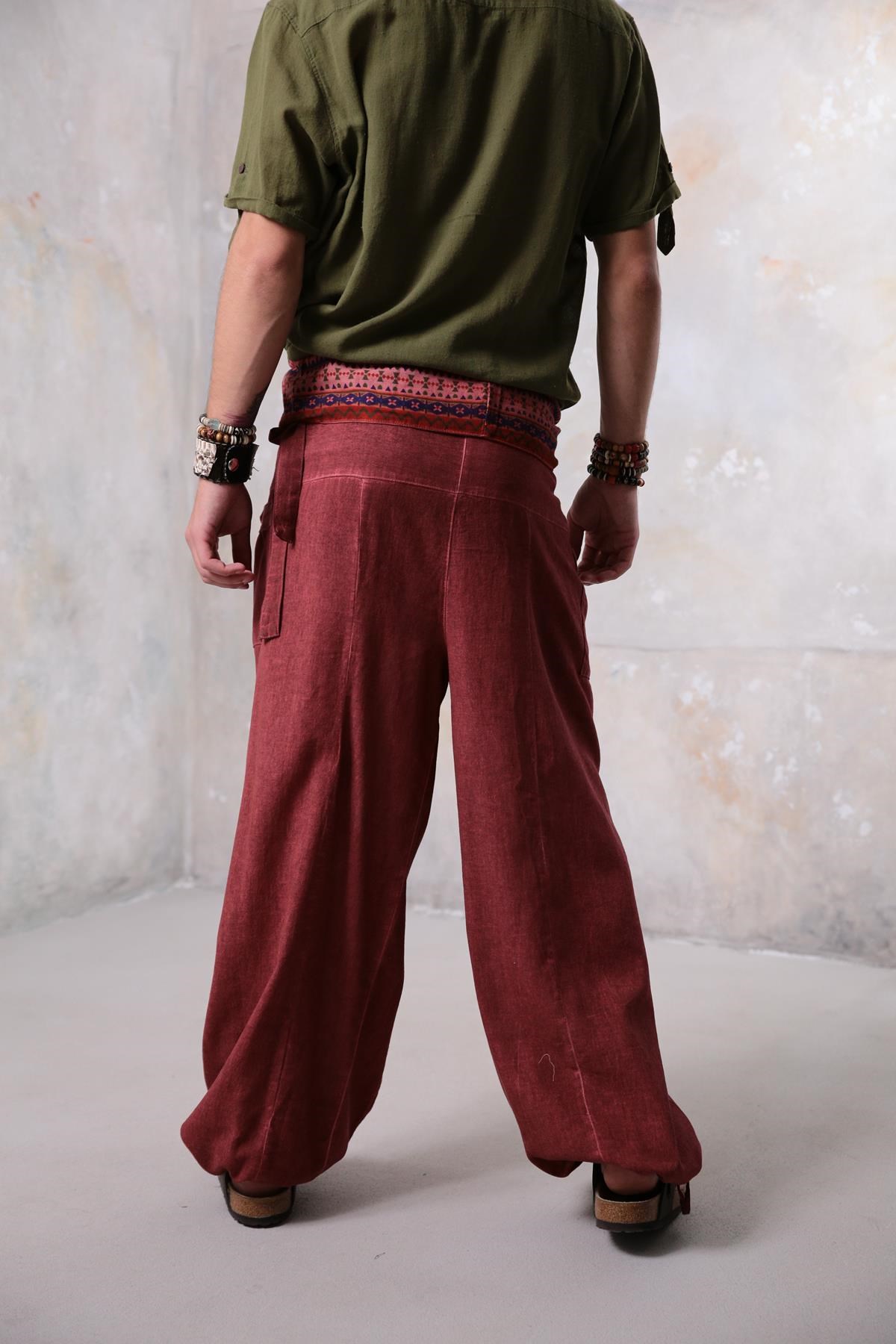 Brick Red Fisherman's Pants - Şaman Butik | Shop Online Brick Red Fisherman's Pants