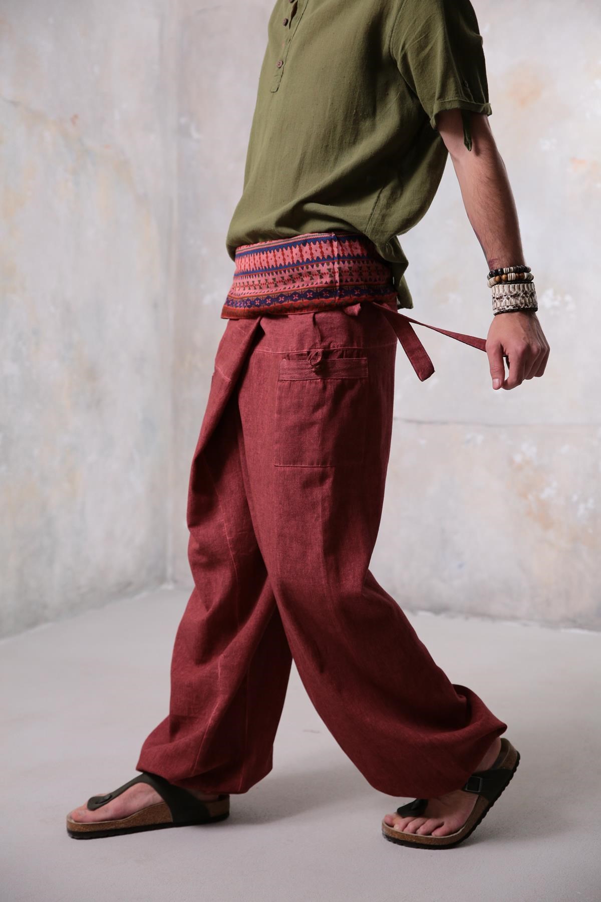 Brick Red Fisherman's Pants - Şaman Butik | Shop Online Brick Red Fisherman's Pants