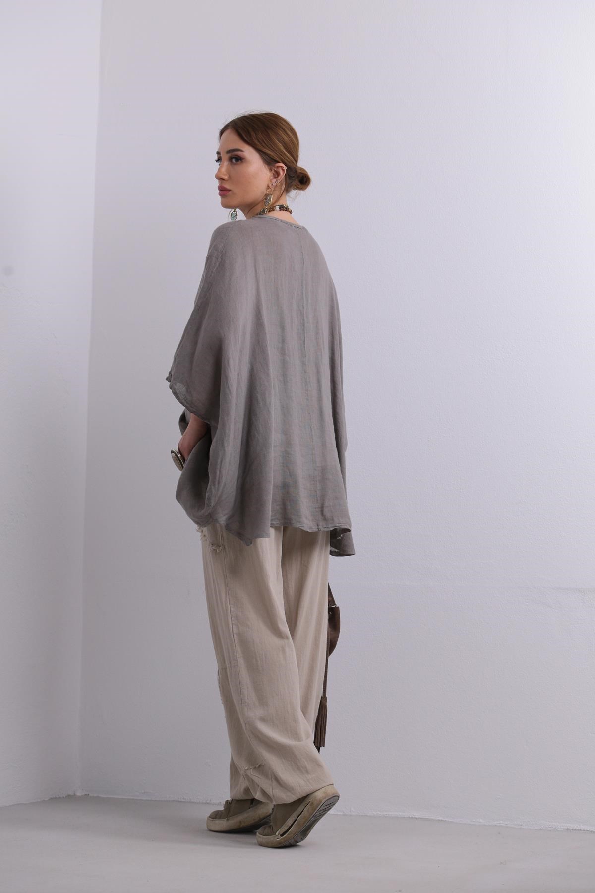 Cream Stitched Pockets Trousers - Şaman Butik | Shop Online Cream Stitched Pockets Trousers