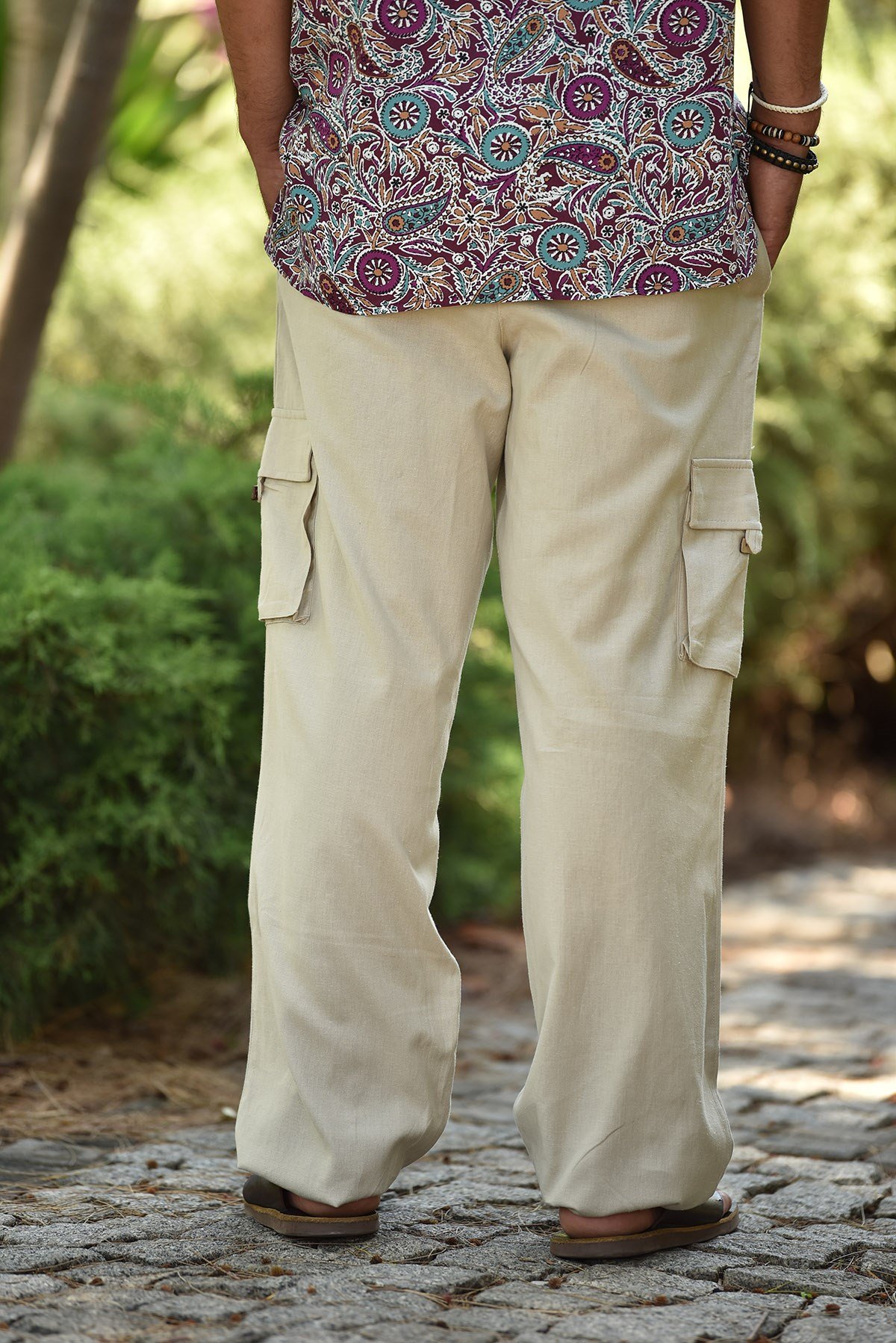 Krem Erkek Cepli Pantolon - Şaman Butik Krem Erkek Cepli Pantolon