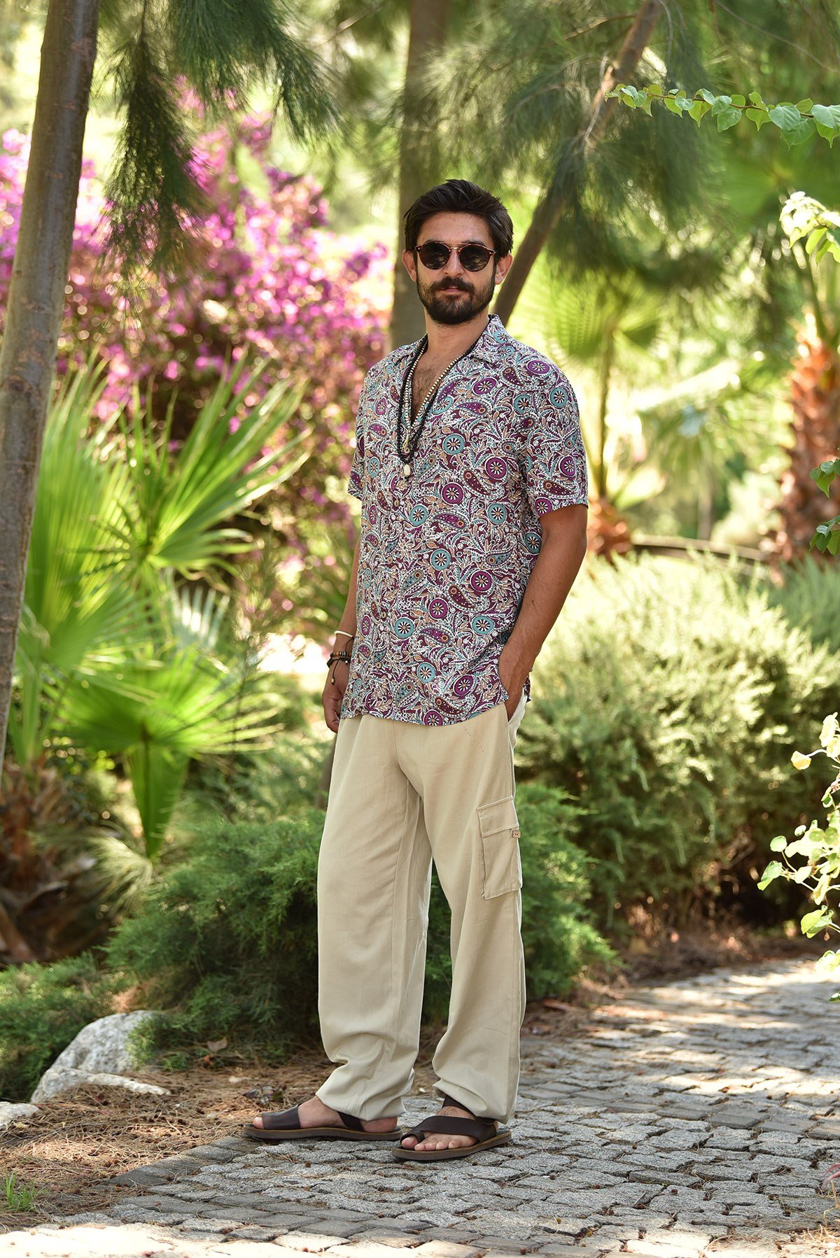 Krem Erkek Cepli Pantolon - Şaman Butik Krem Erkek Cepli Pantolon